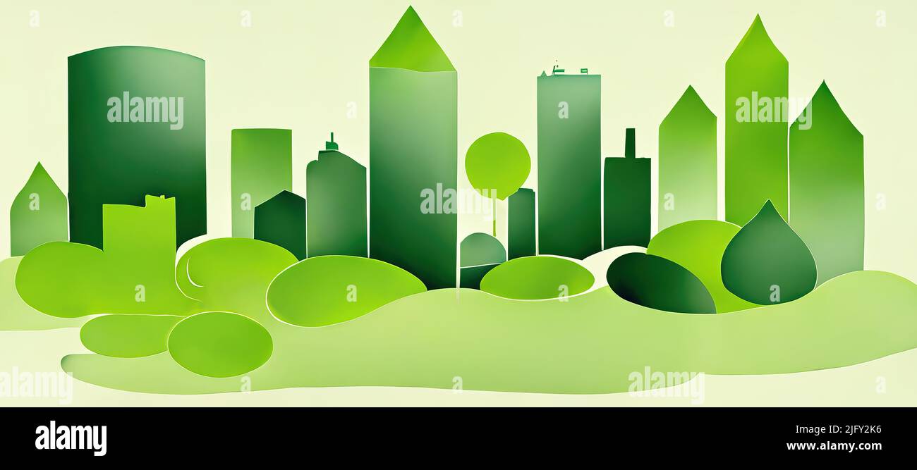 Green cityscape, conceptual illustration Stock Photo - Alamy