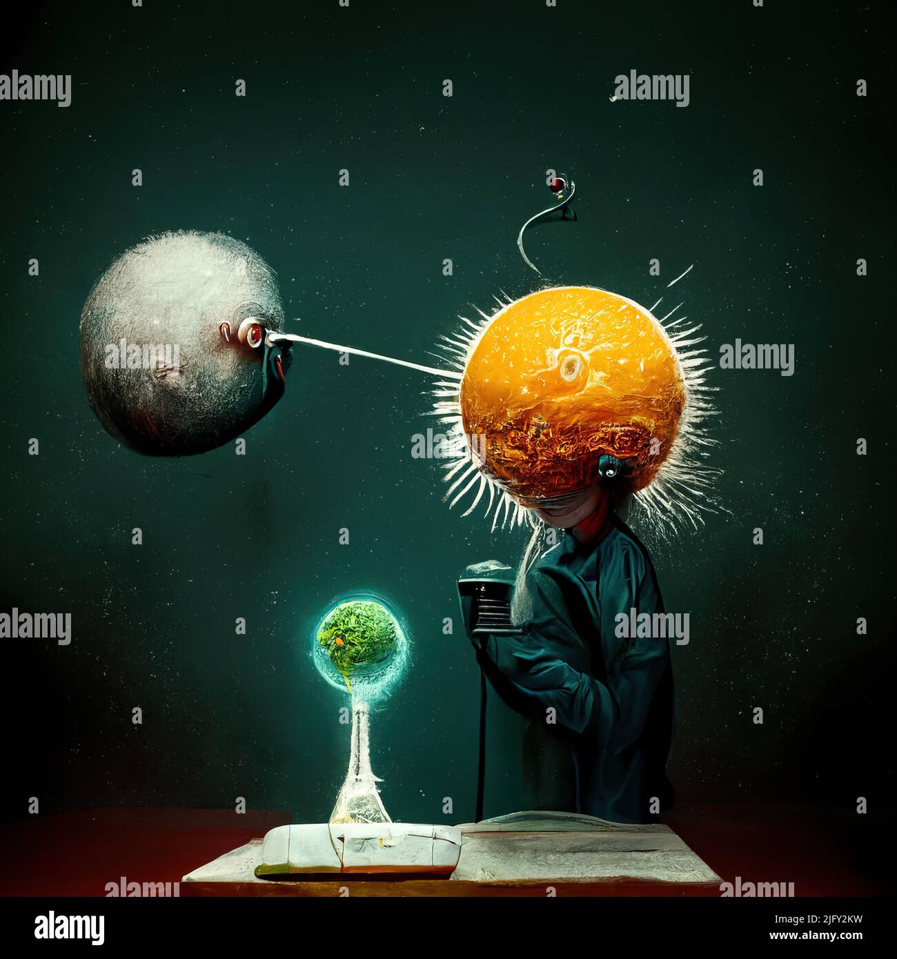 Scientific exploration, conceptual illustration Stock Photo Alamy