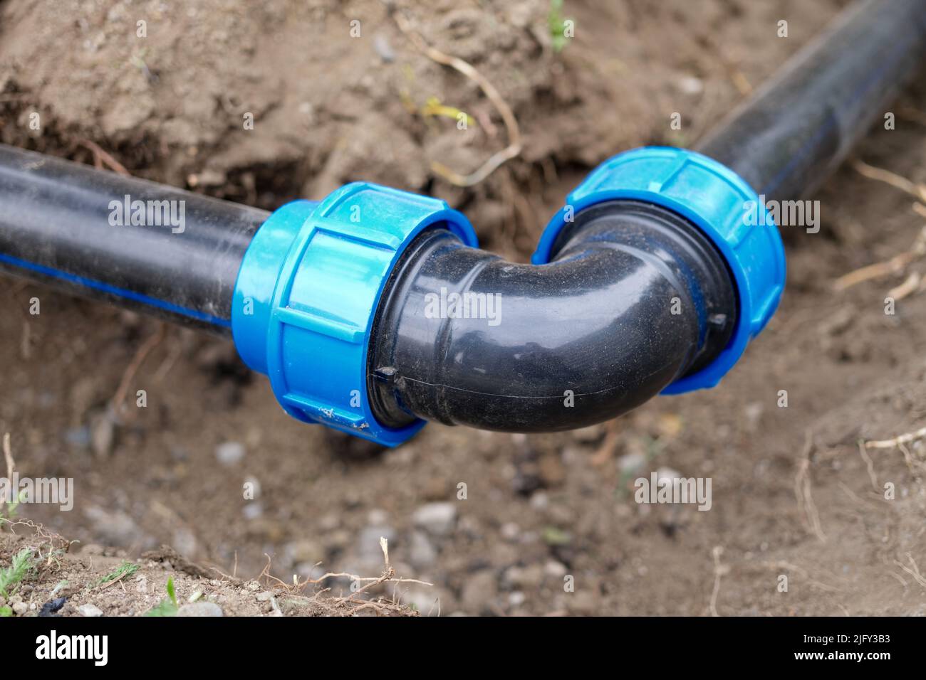 Plumbing water drainage installation, underground irrigation system