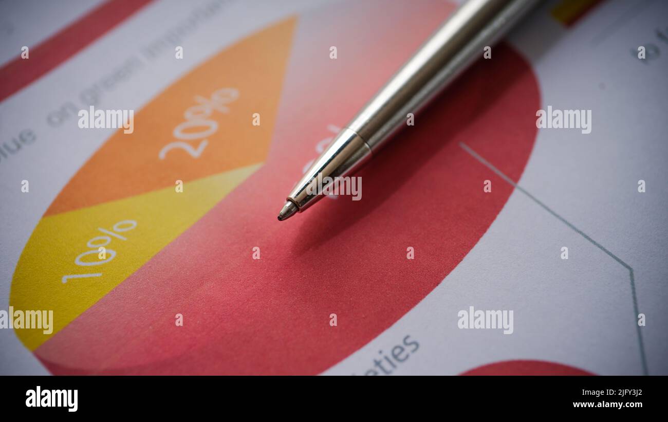 Report with colourful diagrams, planning business documents Stock Photo