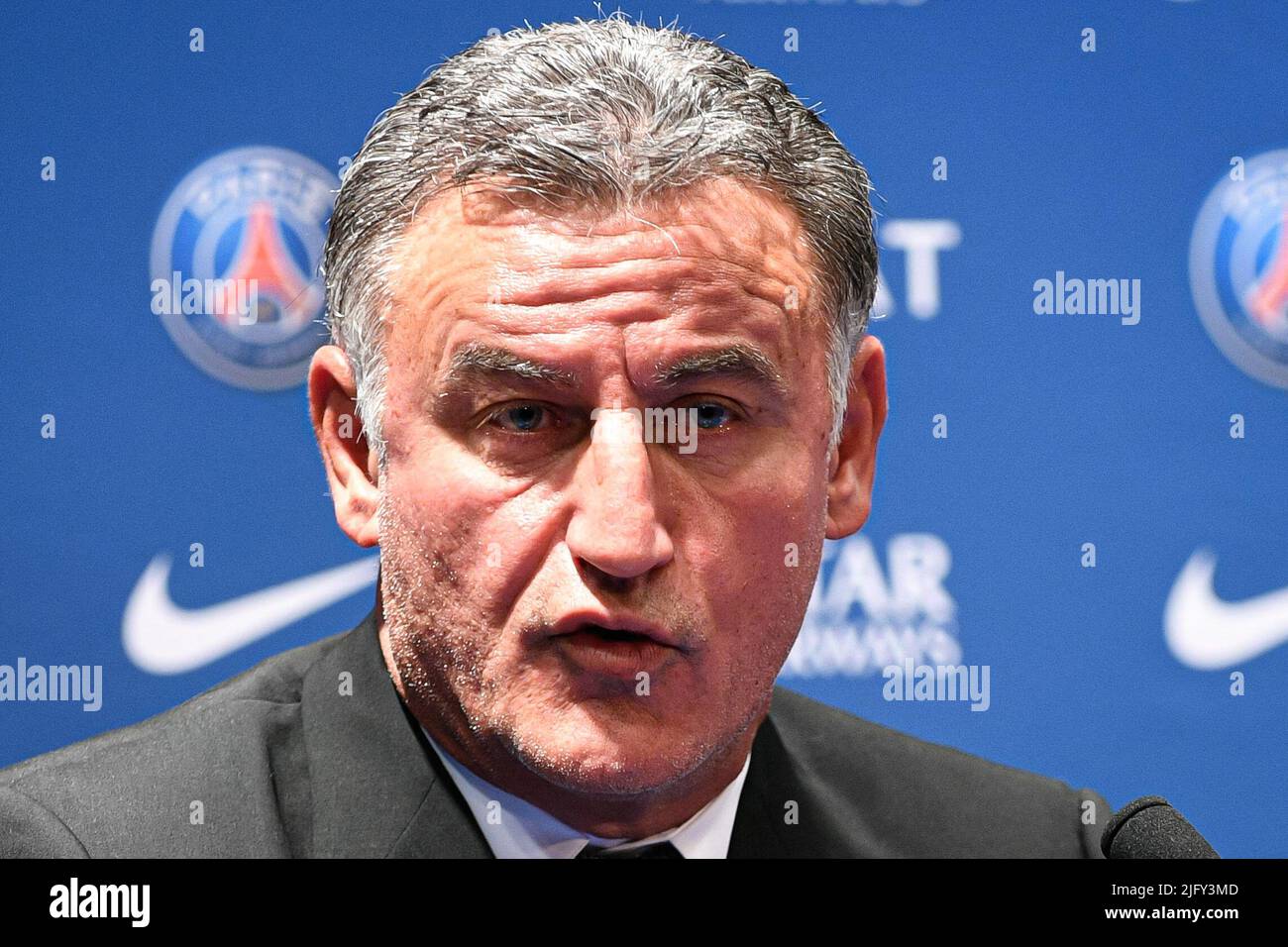 Paris, France on July 5, 2022. French coach Christophe Galtier attends