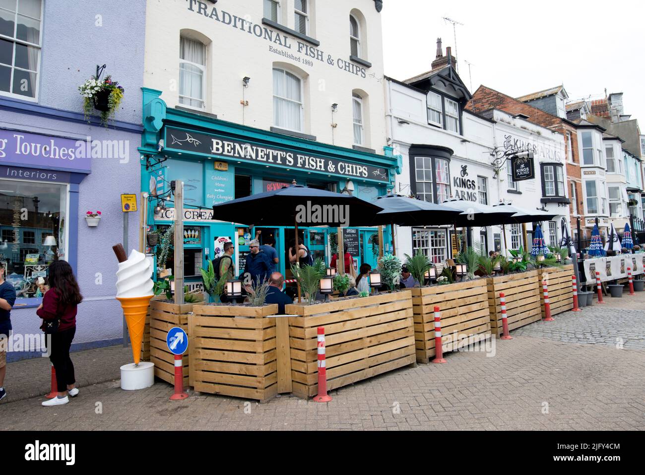 fish and chips shop on the Harbourside in the seaside town of Weymouth Dorset UK