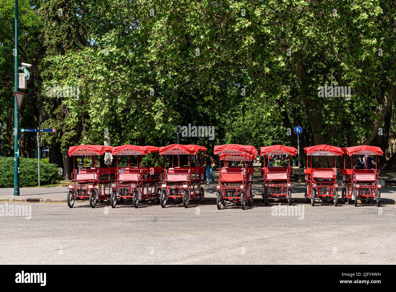 Bikes for hire on Margaret Island in Budapest, Hungary Stock Photo