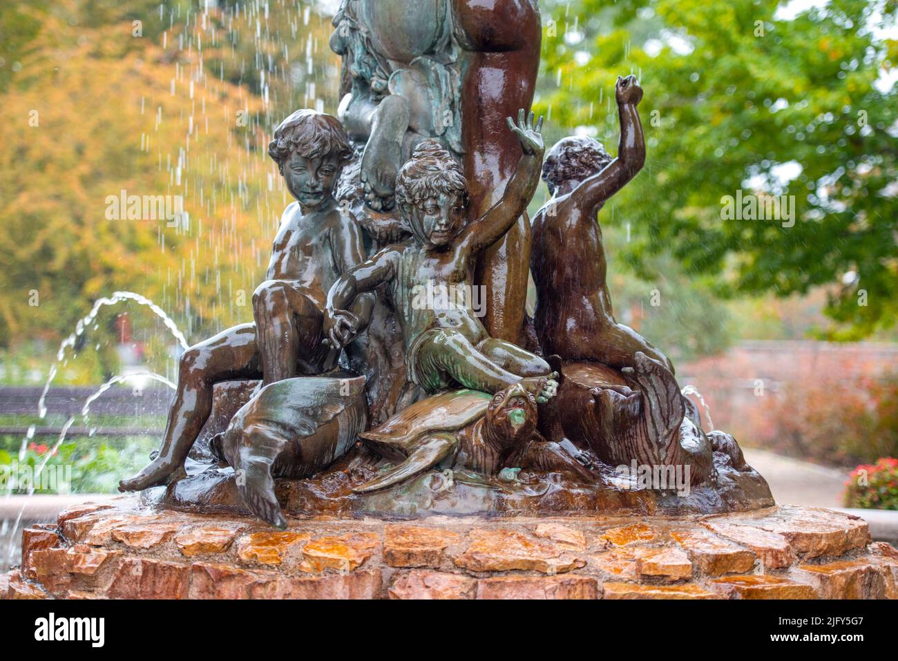 Detail of a fountain at the Vermane Garden in Riga, Latvia Stock Photo