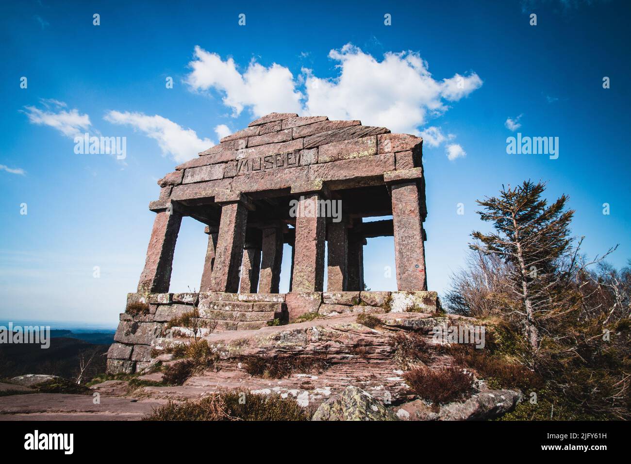 XIX century Celtic temple of the Donon in Vosges du Nord, France Stock Photo