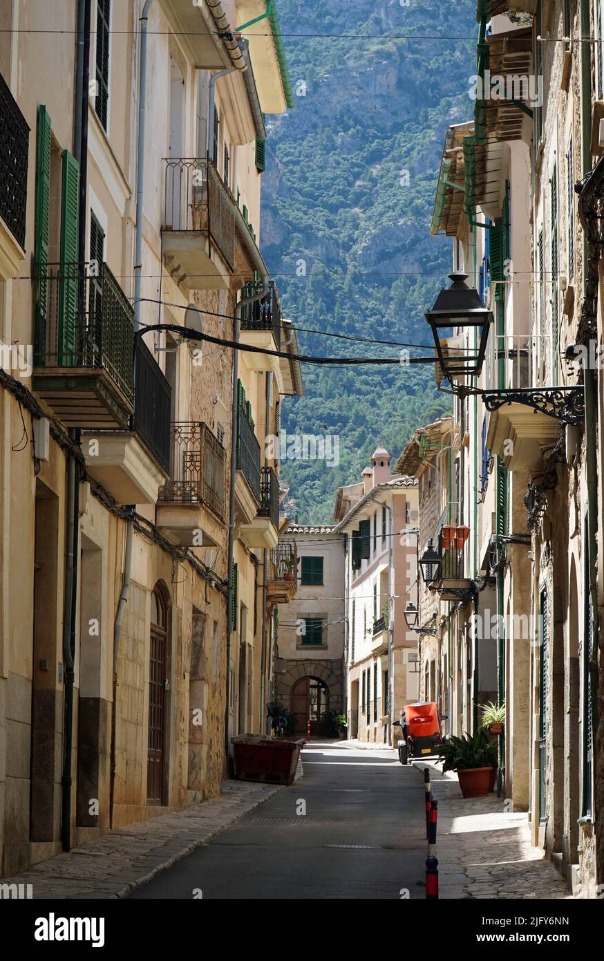 Narrow streets of Soller Mallorca Stock Photo