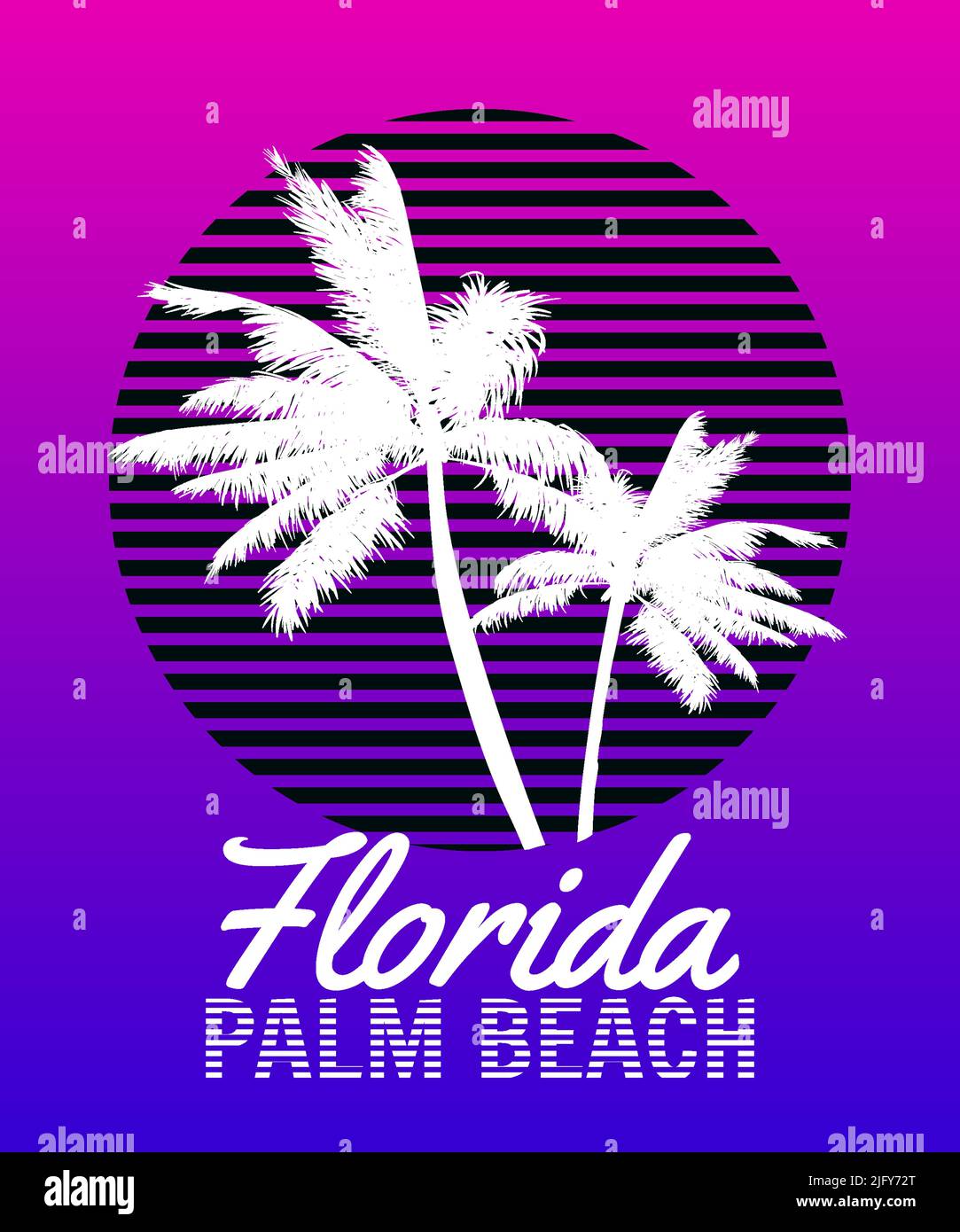 Florida Palm Beach sunset print t-shirt design. Poster palm tree ...