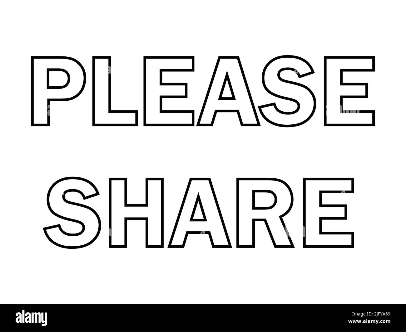 Please share, text words with white background Stock Vector