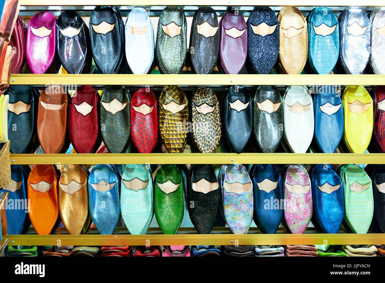 Morocco Marrakesh. Traditional moroccan slippers Stock Photo