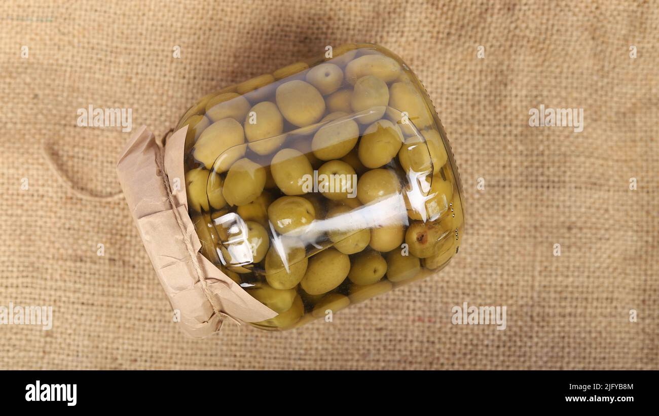 A closeup view of the marinated olives homemade pickled olives in a