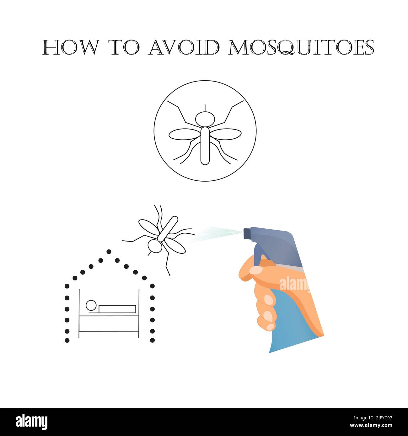 How to avoid mosquito bites and keep you safe Stock Vector