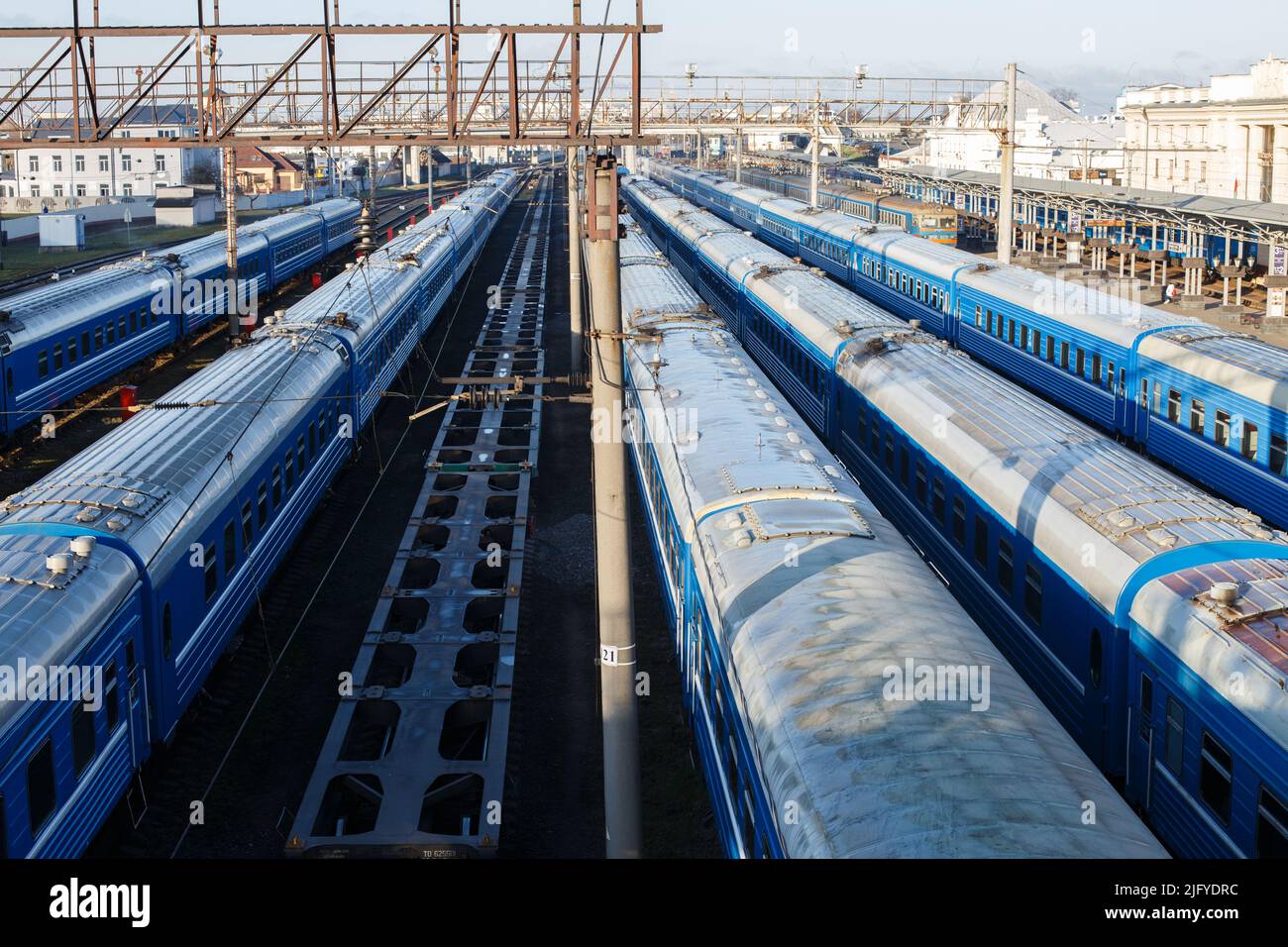 Cargo freight station with a many passenger trains Stock Photo Alamy