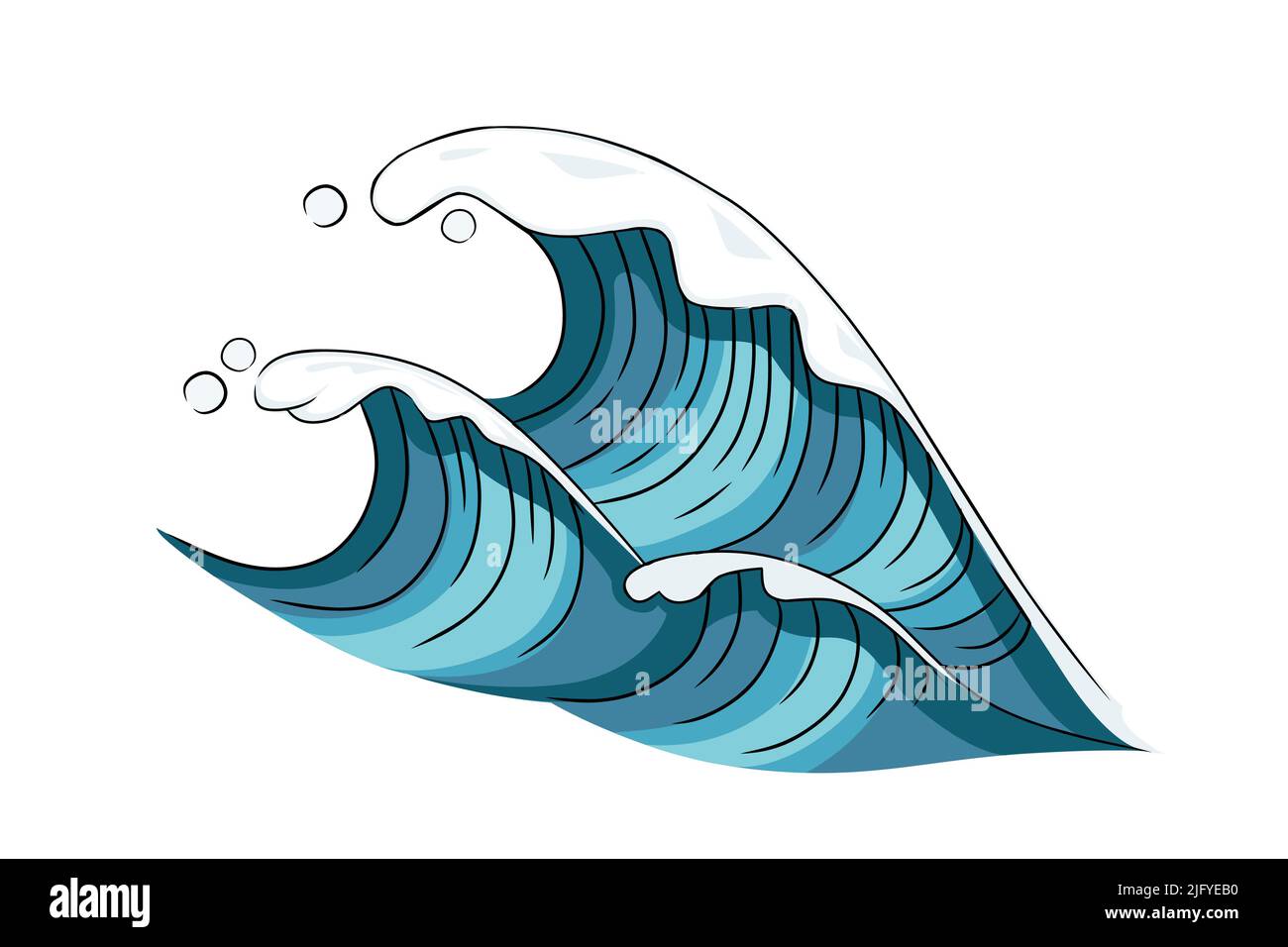 Hand drawn style Tsunami wave big blue sea wave in sketchy style vector illustration sketch design on white background Stock Vector