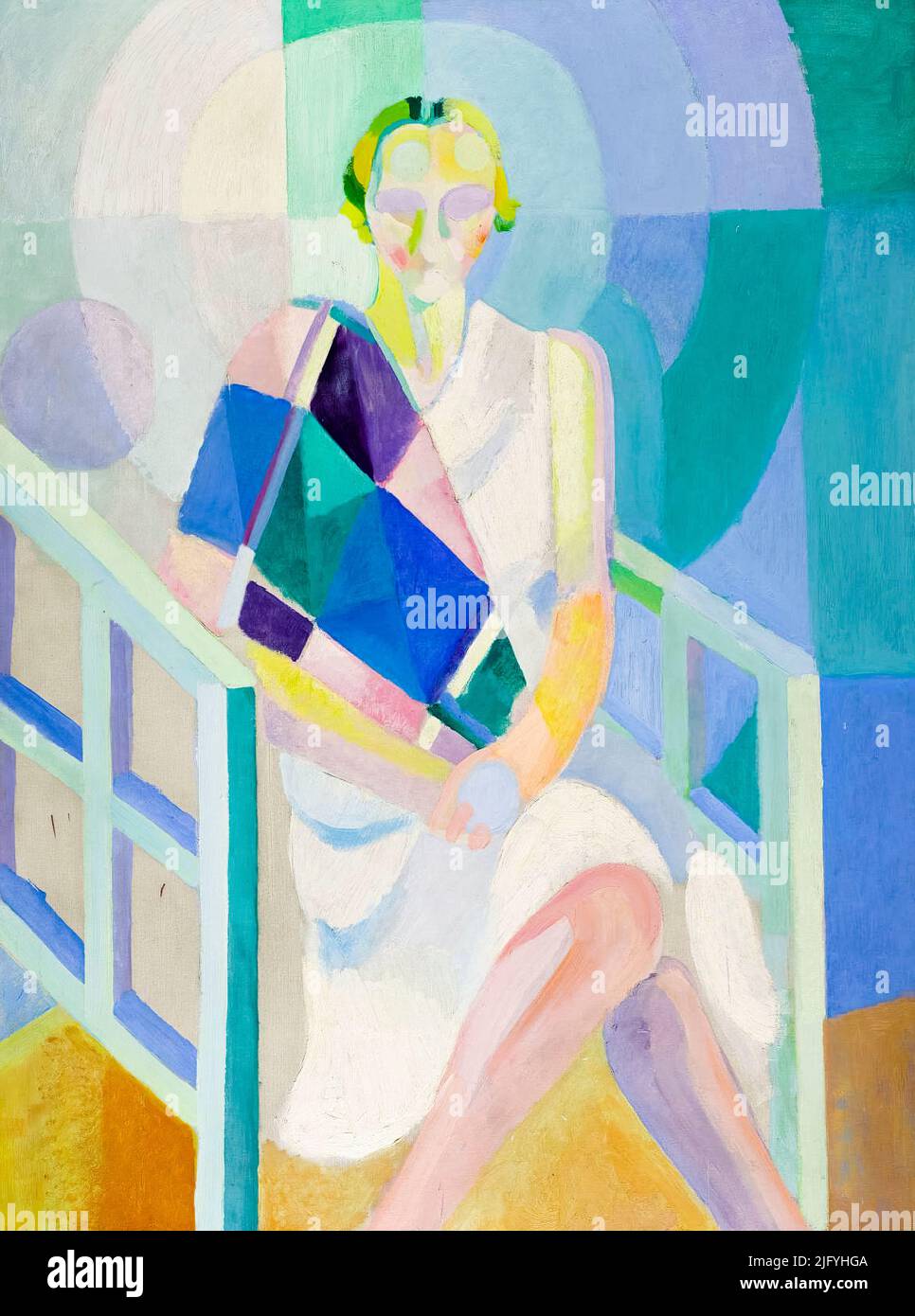 Portrait de Madame Heim, abstract painting in oil on canvas by Robert Delaunay, 1926-1927 Stock Photo