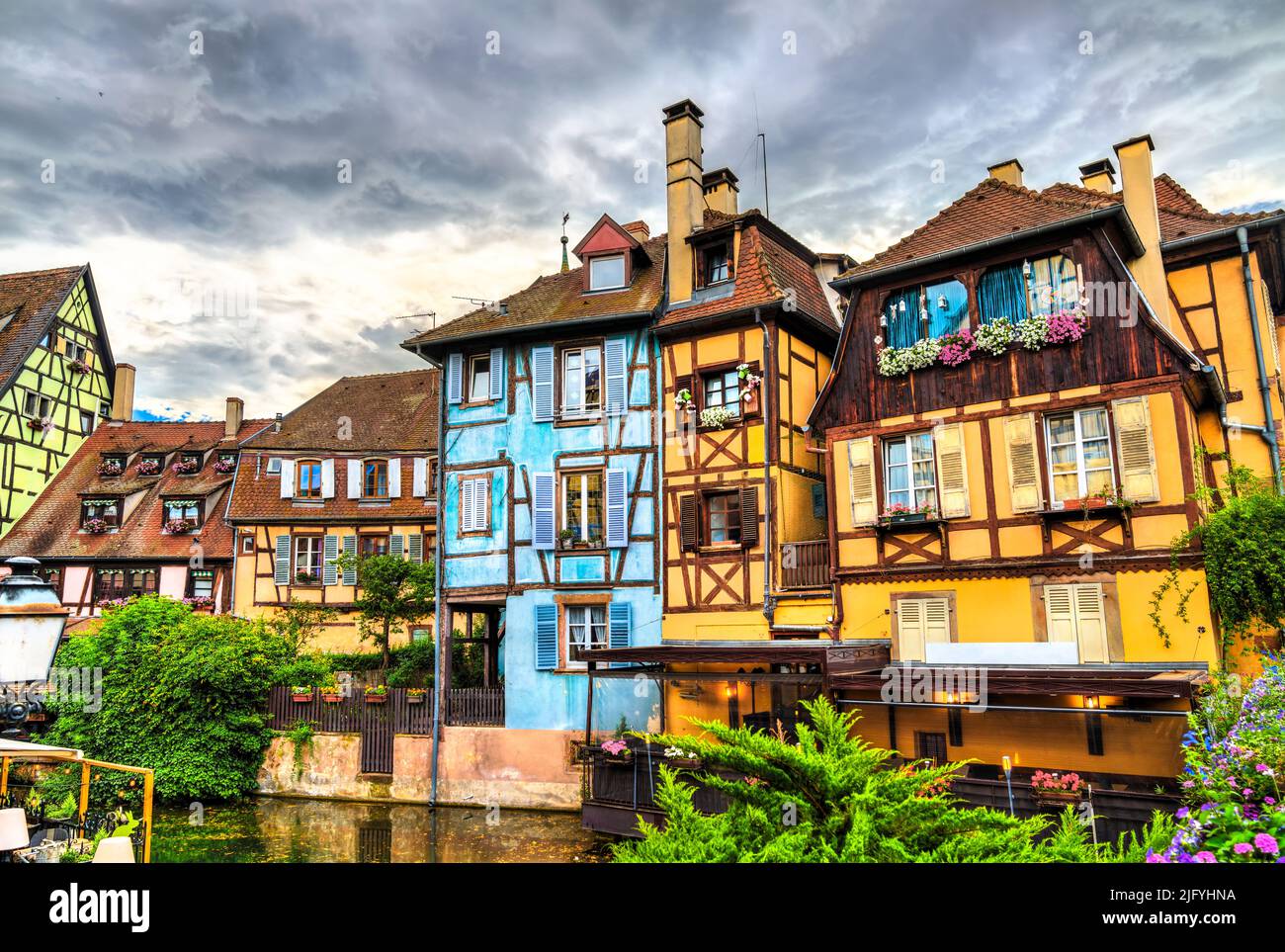 Traditional half-timbered houses in the Little Venice district of Colmar - Alsace, France Stock Photo