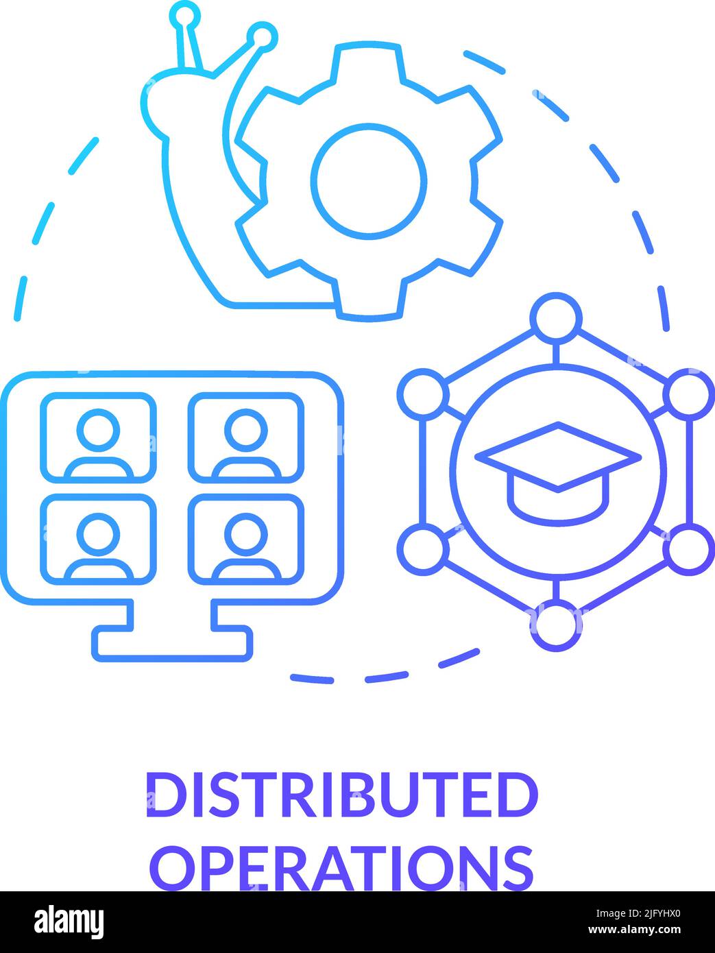 Distributed operations blue gradient concept icon Stock Vector Image ...