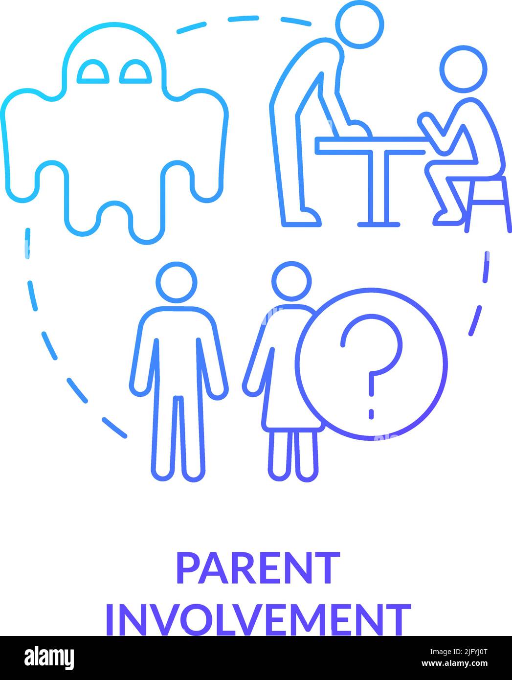 Parent involvement blue gradient concept icon Stock Vector