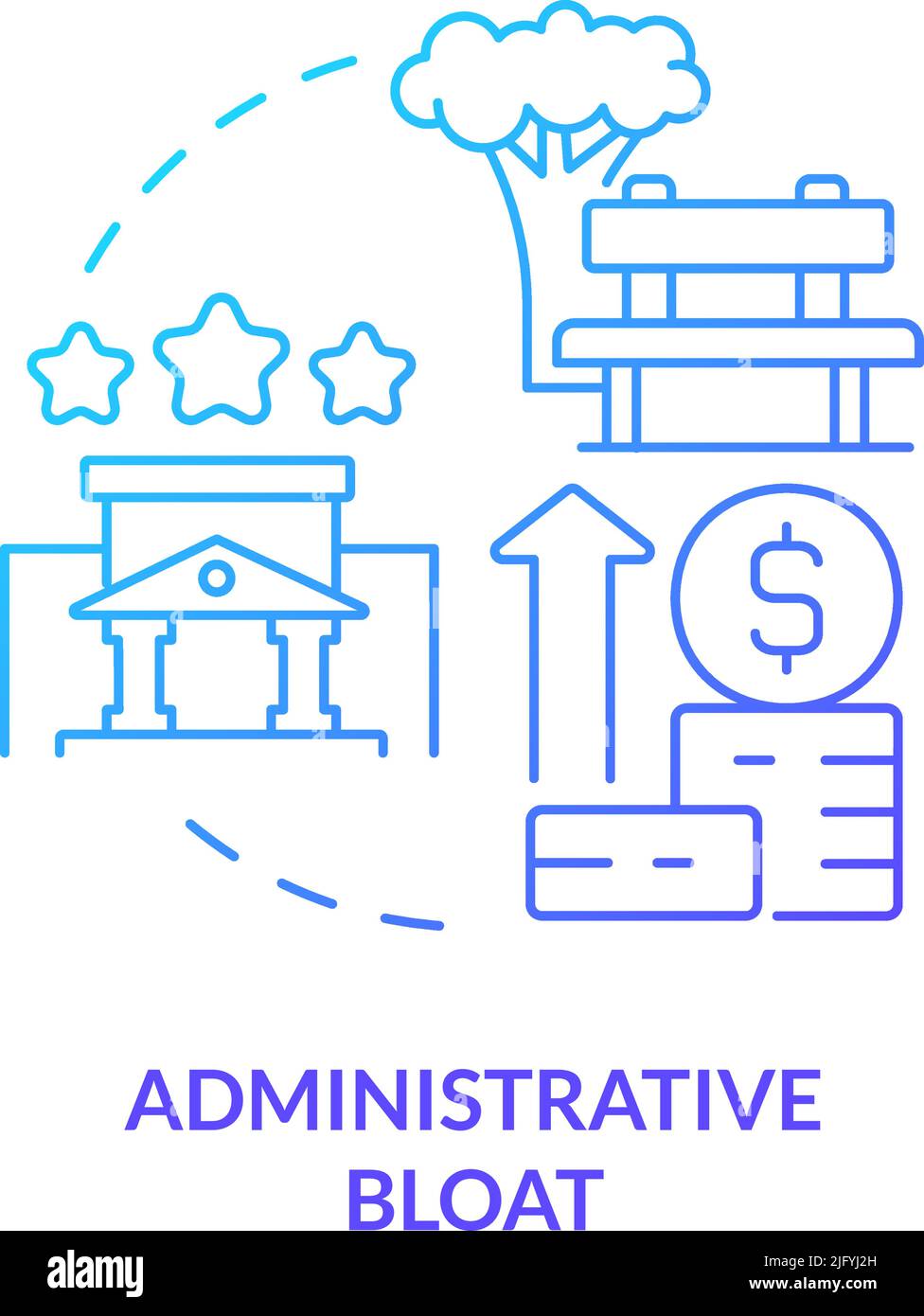 Administrative bloat blue gradient concept icon Stock Vector