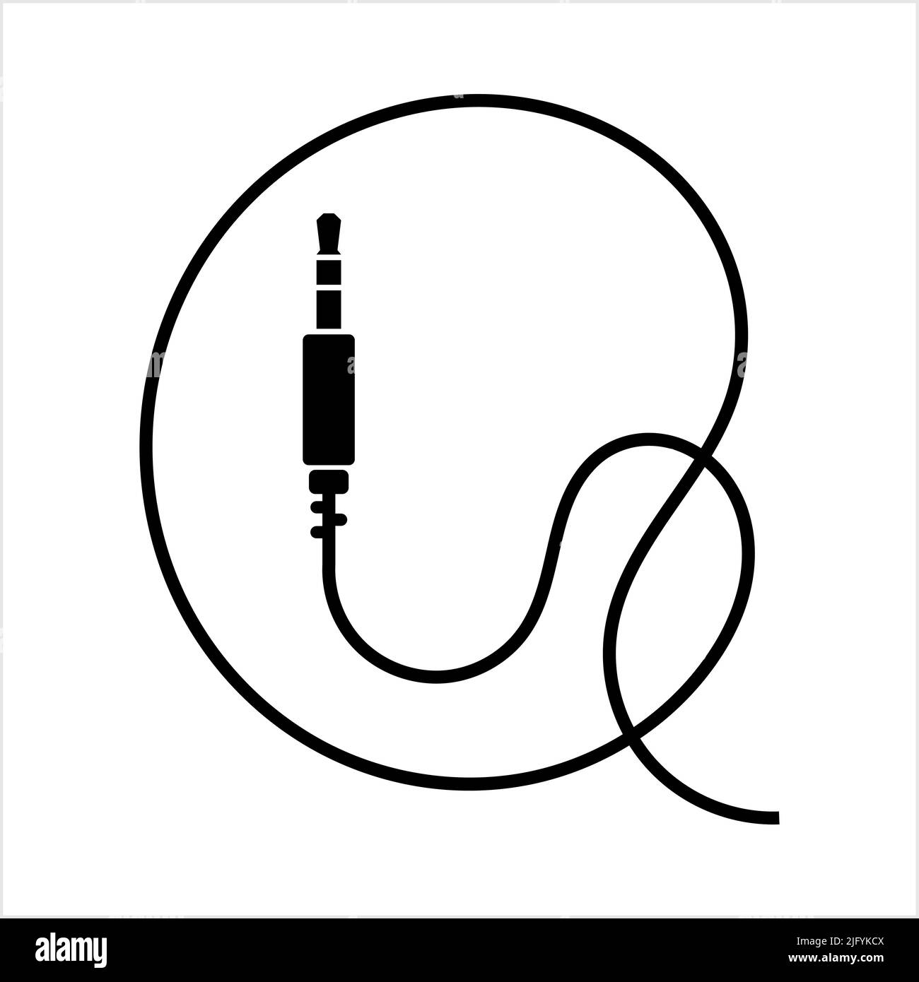 Audio Cable Icon, Plug Wire Vector Art Illustration Stock Vector Image