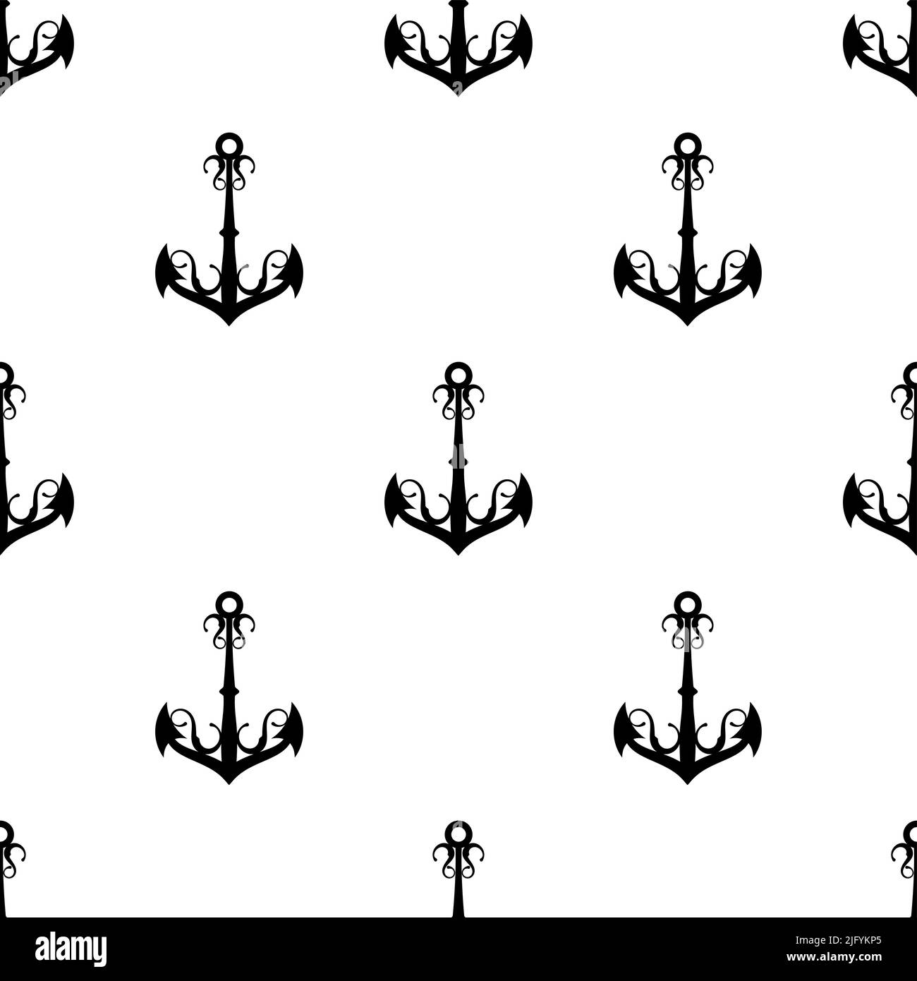 Anchor Icon Seamless Pattern, Flat Vector Art Illustration Stock Vector ...