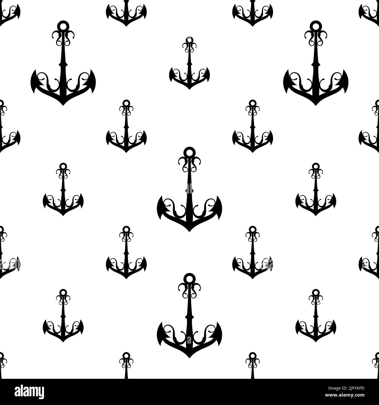 Anchor Icon Seamless Pattern, Flat Vector Art Illustration Stock Vector ...