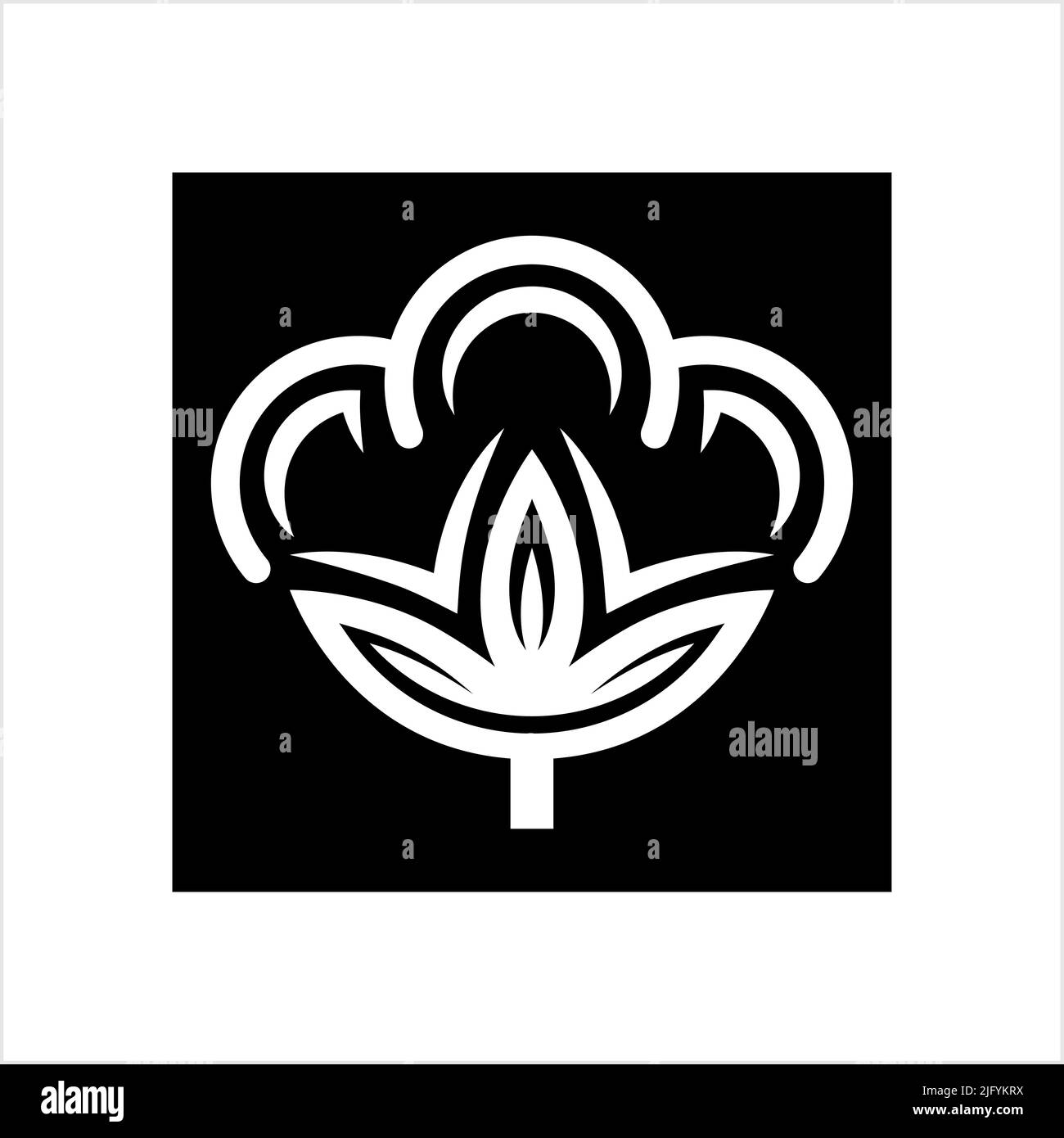 Cotton Flower Icon, Cotton Ball, Cotton Fiber Vector Art Illustration