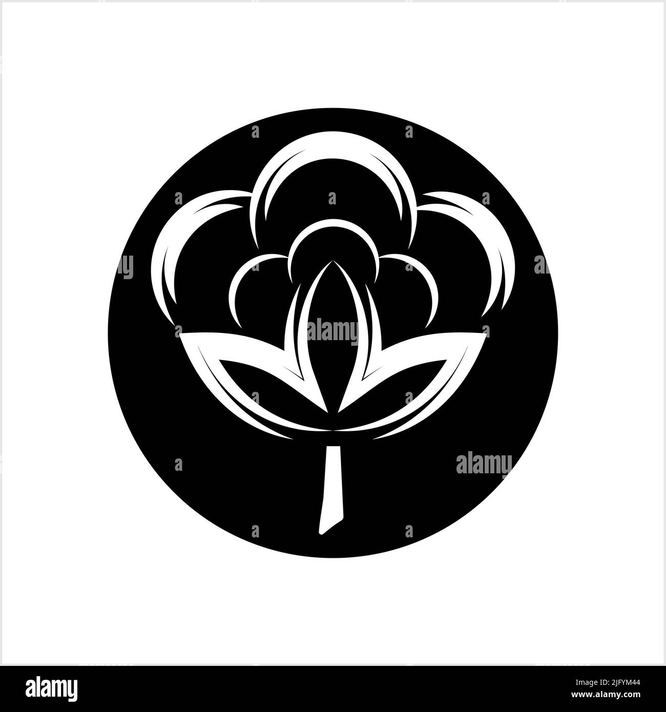 Cotton Flower Icon, Cotton Ball, Cotton Fiber Vector Art Illustration