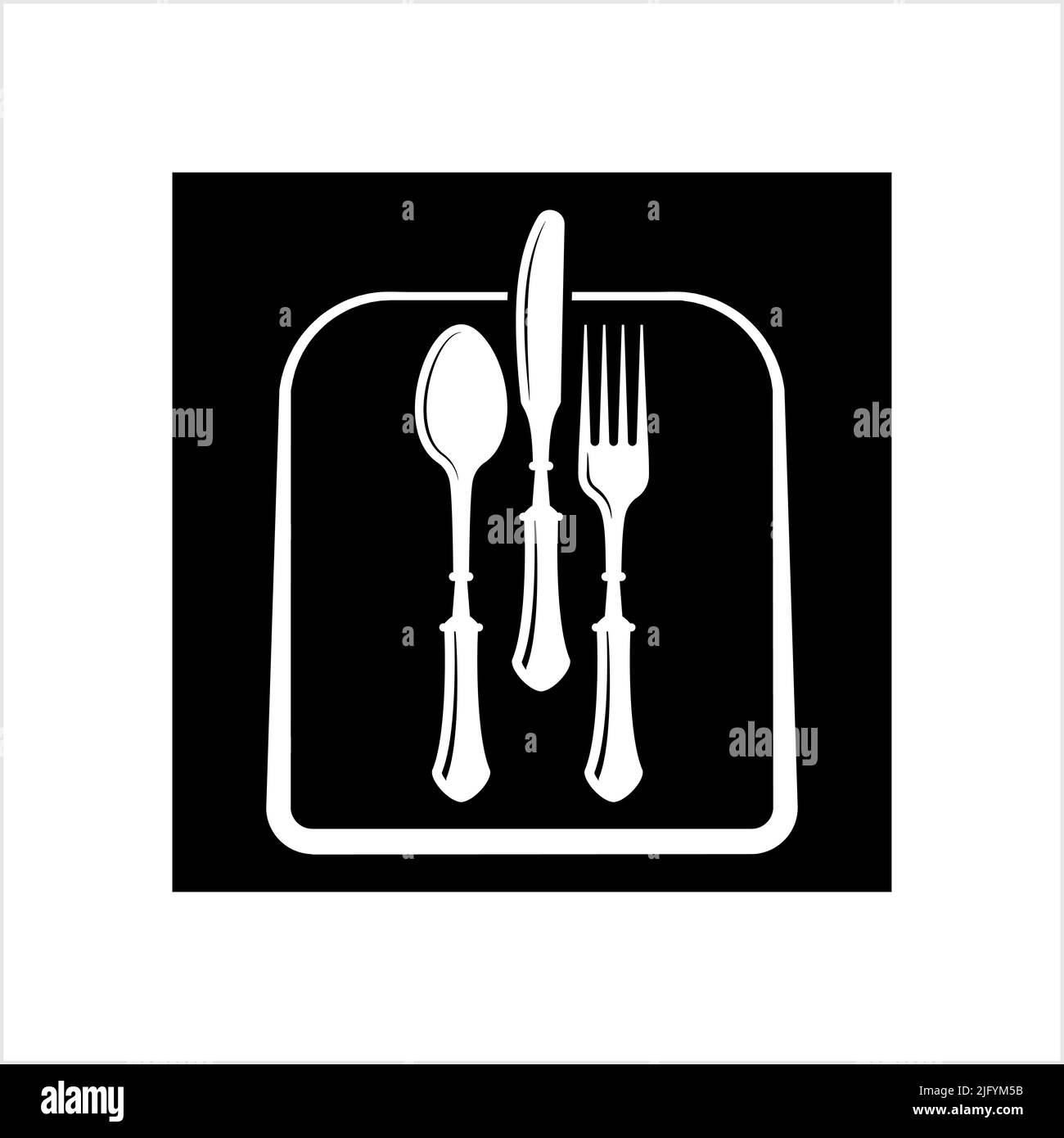 Cutlery Icon, Fork, Spoon And Knife Vector Art Illustration Stock ...