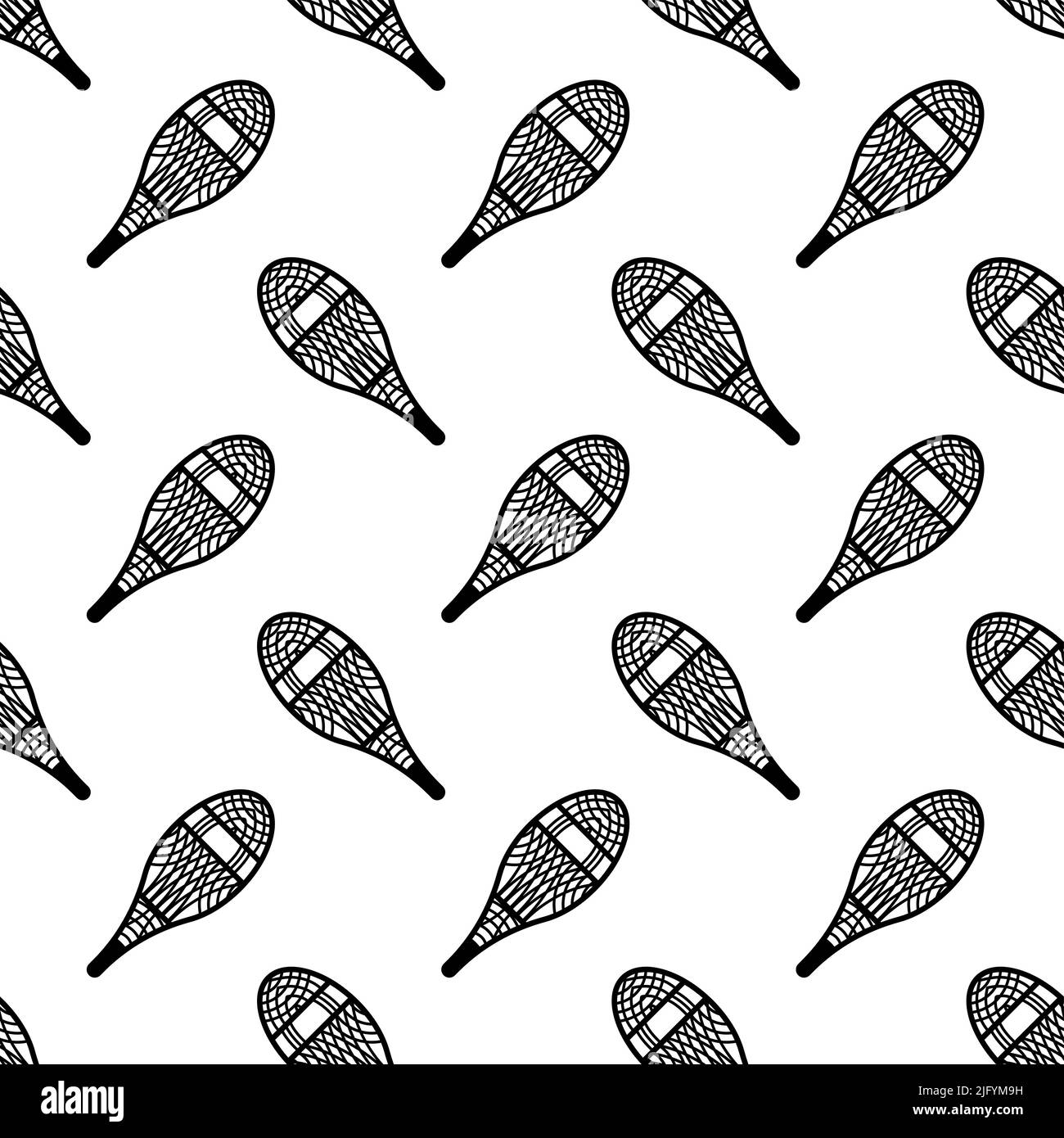 Traditional Snowshoes Icon Seamless Pattern, Winter Snow Equipment Vector Art Illustration Stock Vector
