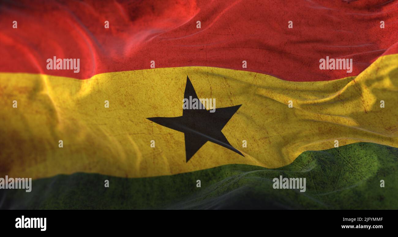 Old flag of Ghana waving Stock Photo