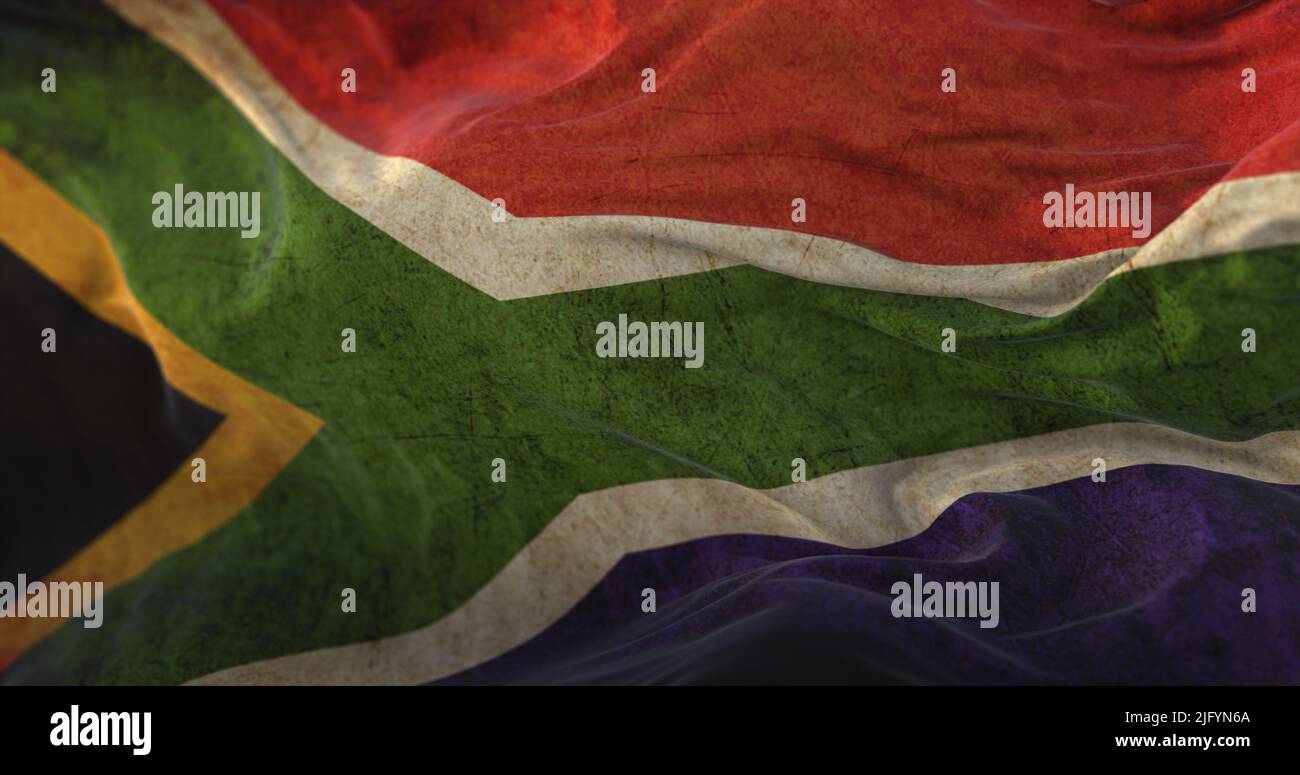 Old South Africa Flag waving at wind Stock Photo - Alamy