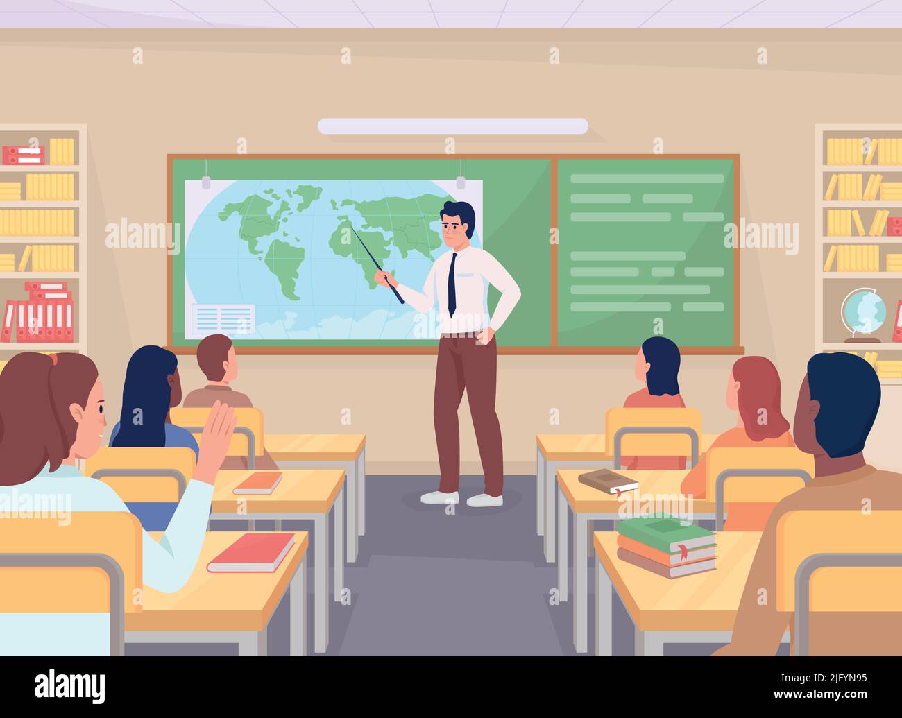 High School Geography Lesson Flat Color Vector Illustration Stock Vector Image Art Alamy High School Geography Lesson Flat Color Vector Illustration Stock Vector Image Art Alamy