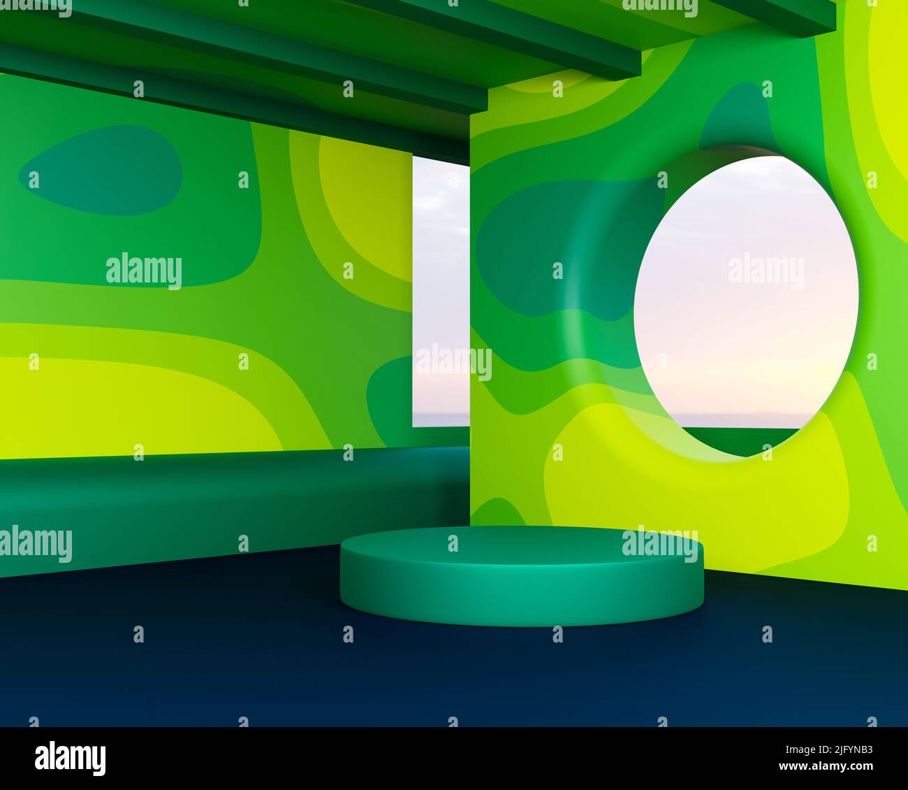 Abstract Shades of Green 3D Rendered Podium for Product Display Stock ...