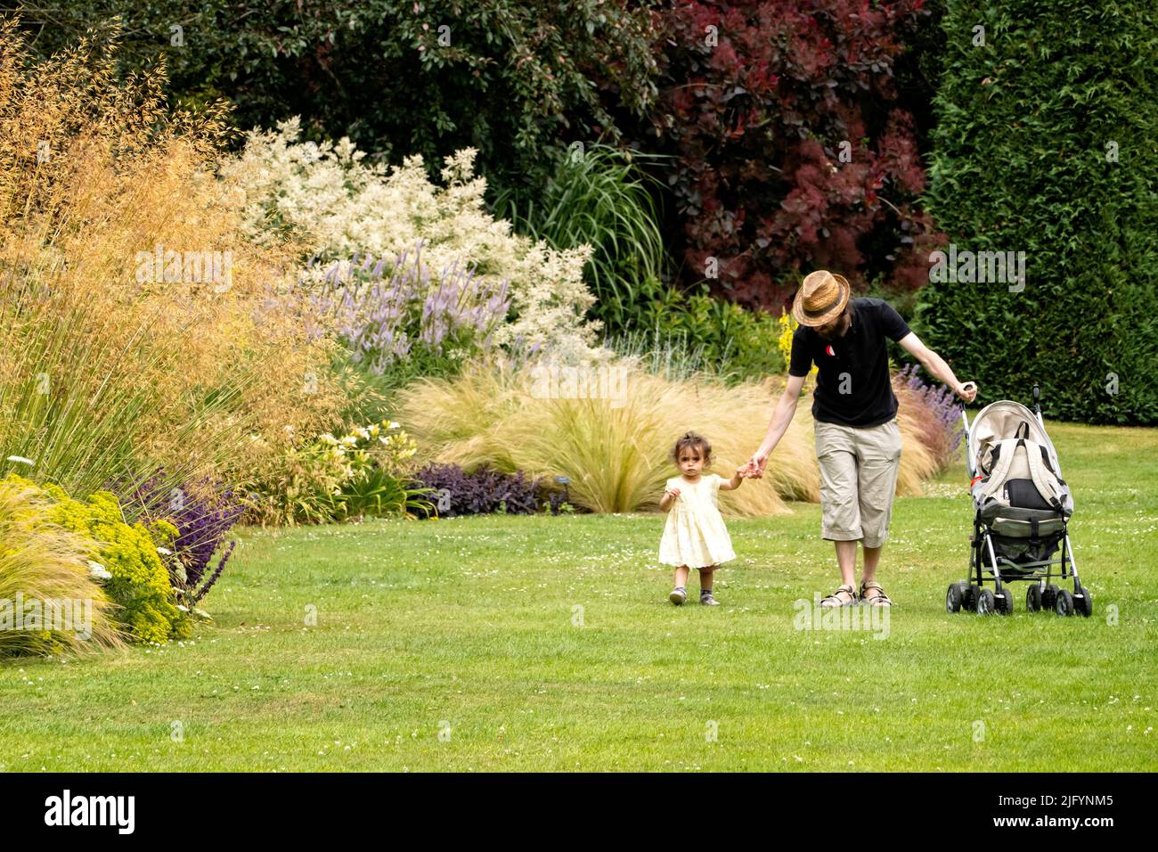 Visitors at Waterperry garden near Oxford UK in summer Stock Photo