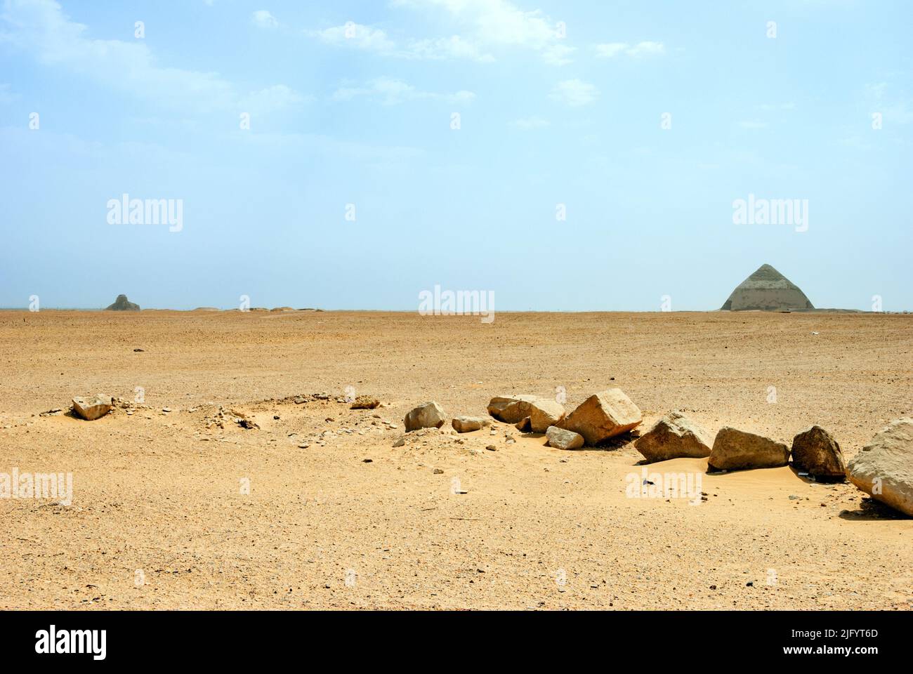 The "Black Pyramid" of Amenemhat III (left) and Sneferu's bent pyramid (right)  at Dahshur Royal Necropolis - Lower Egypt Stock Photo