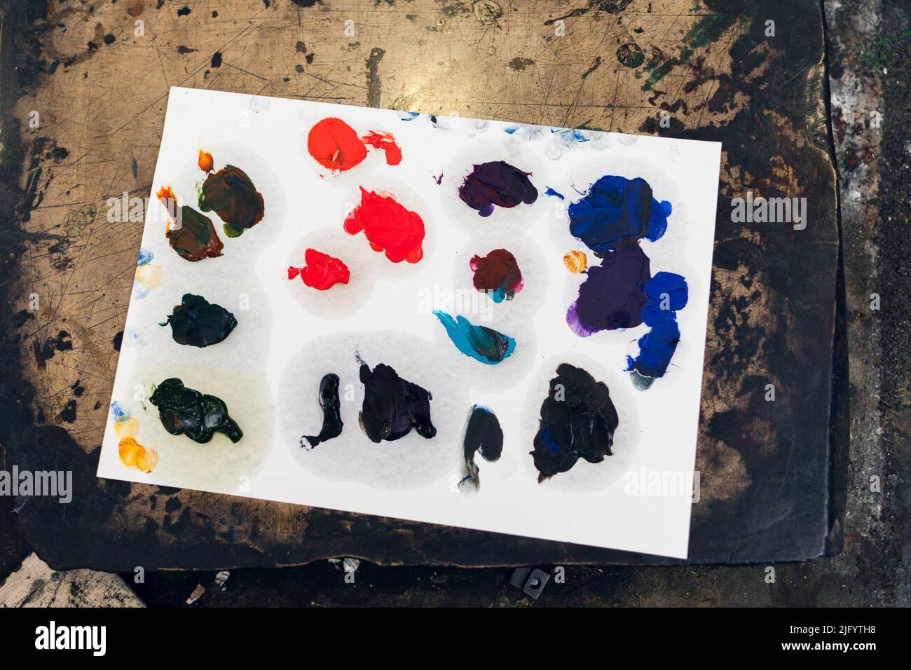 Paper palette with different color smears Stock Photo Alamy