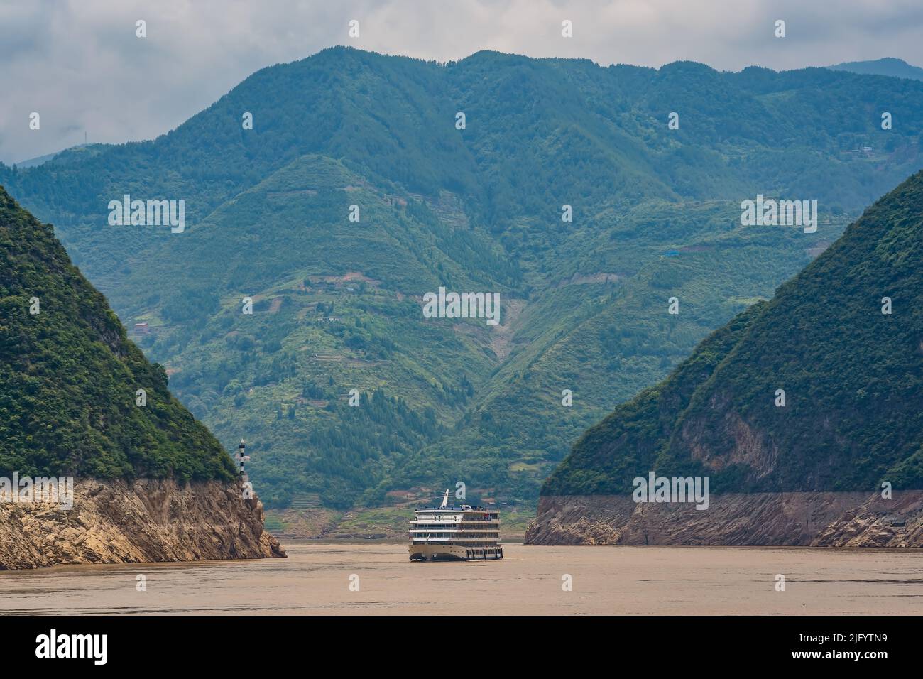 Luxury Passenger Cruise Ship Sailing Through The Gorge On The ...