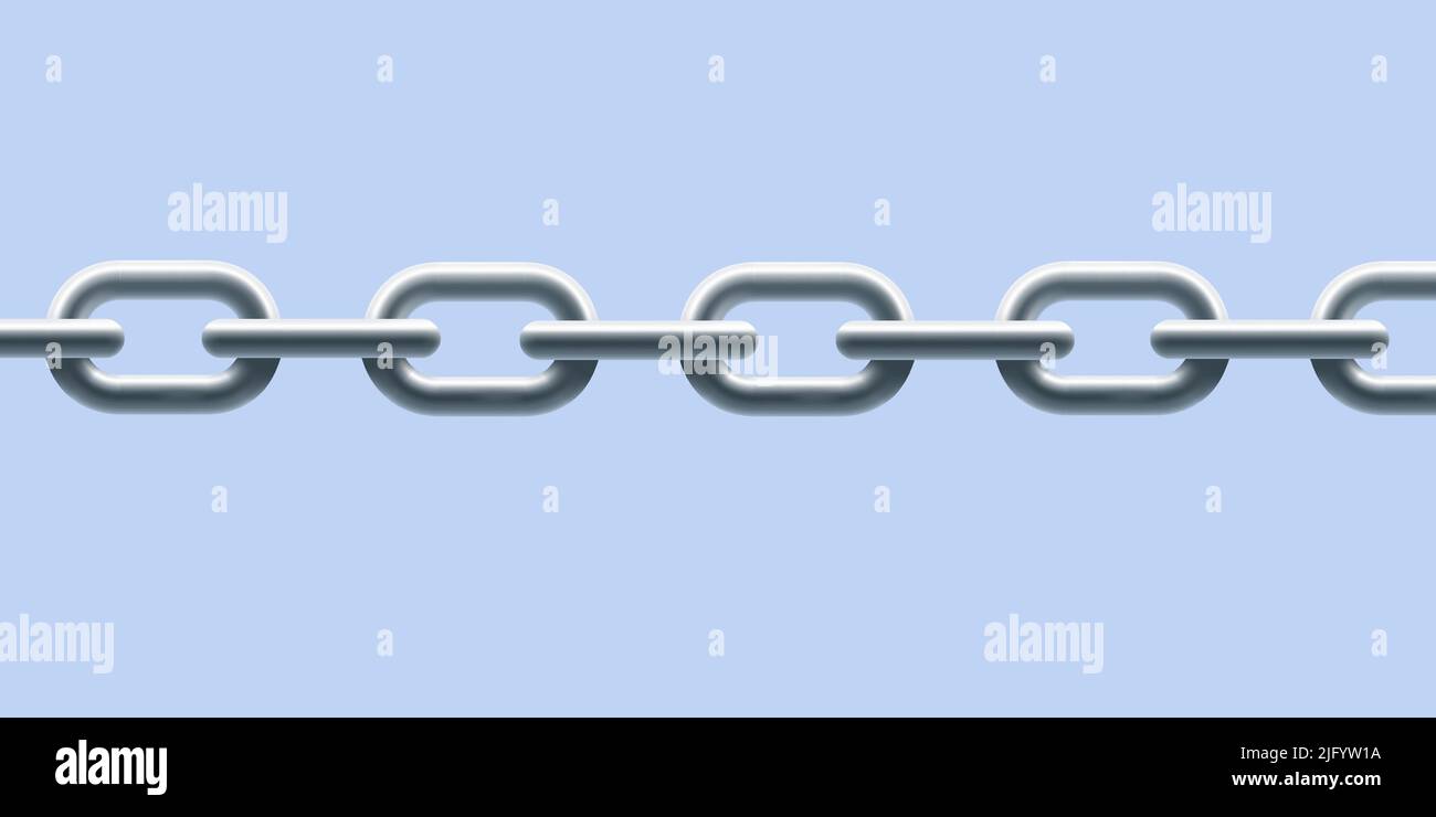 3d chain illustration, realistic steel metal graphic. Vector illustration Stock Vector