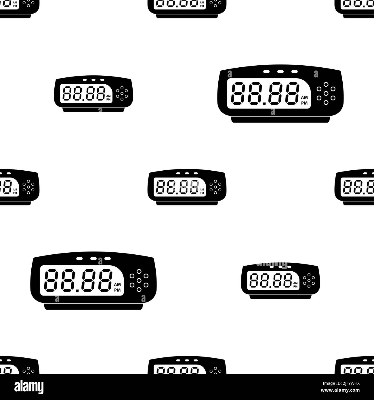 Alarm Clock Icon Seamless Pattern, Clock Time Vector Art Illustration ...