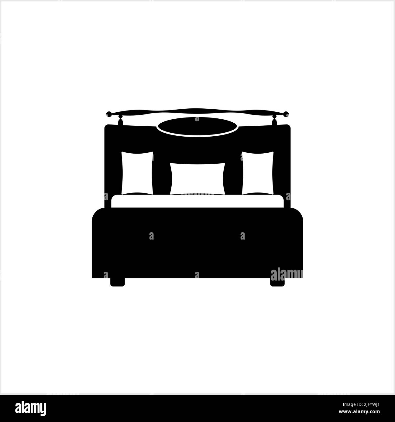 Bed Icon, Sleeping Bed Icon Vector Art Illustration Stock Vector Image ...