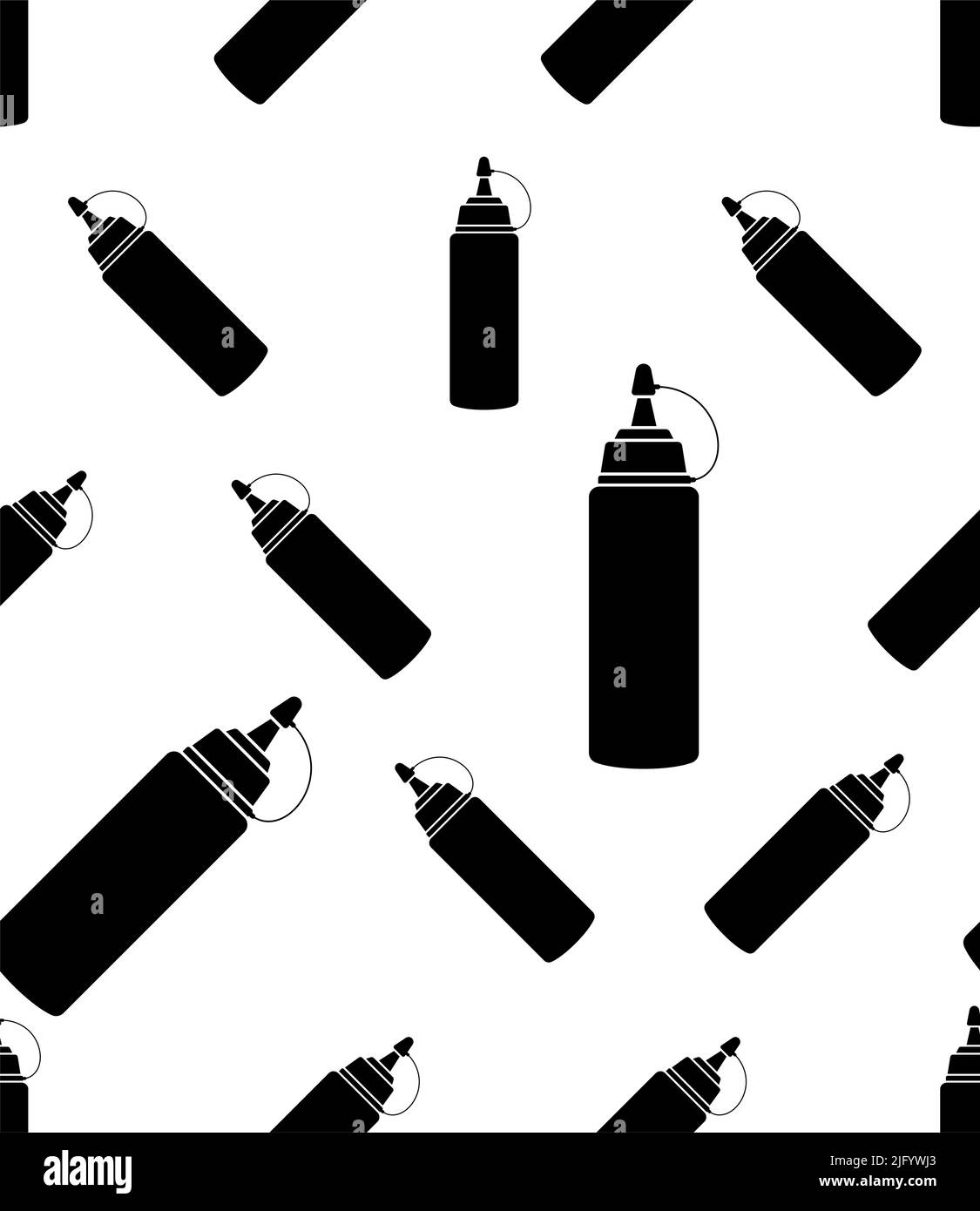 Condiment Bottle Seamless Pattern, Squeeze Squirt Bottle Vector Art Illustration Stock Vector