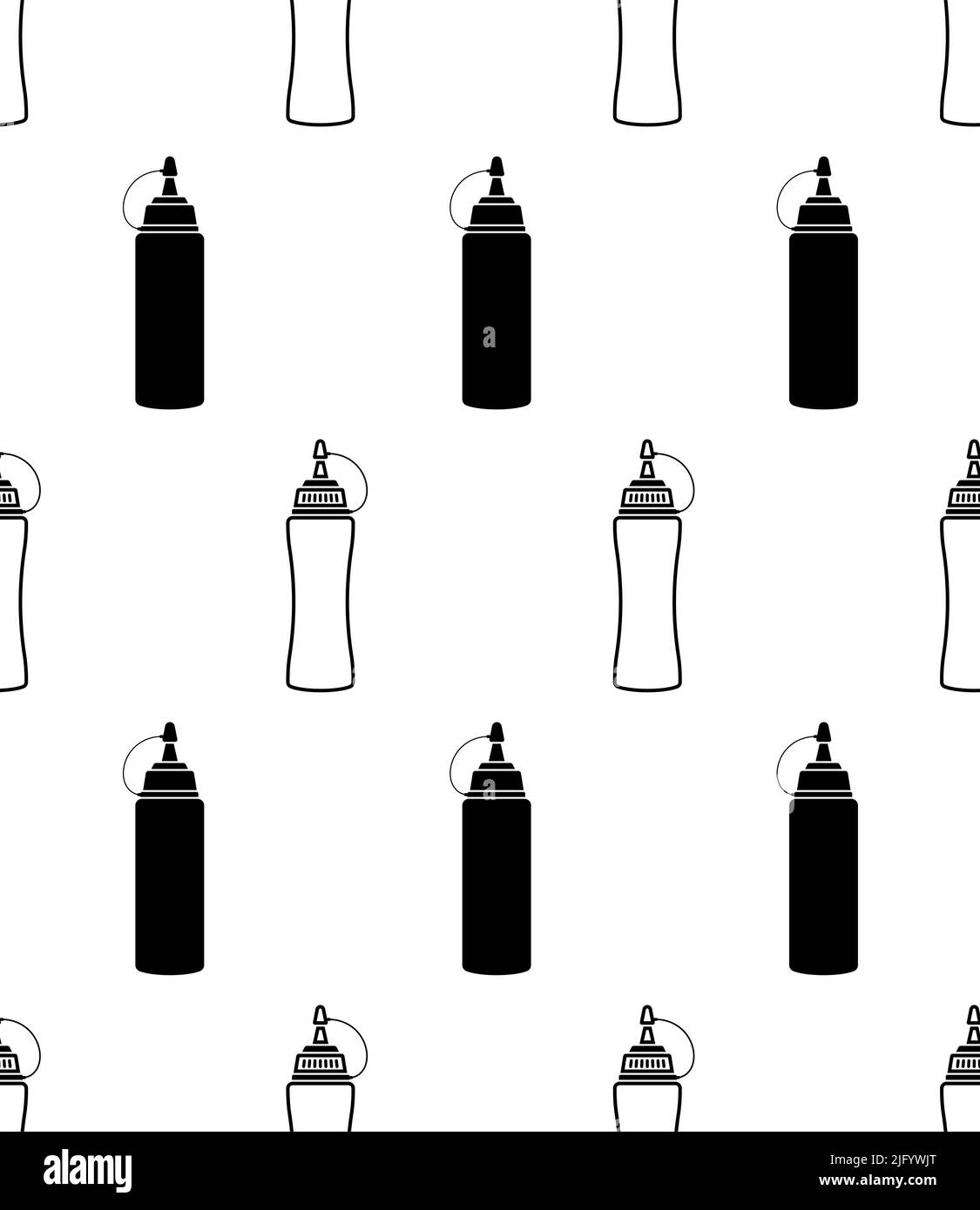 Condiment Bottle Seamless Pattern, Squeeze Squirt Bottle Vector Art Illustration Stock Vector