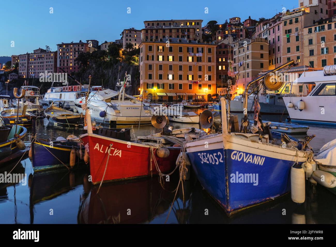 The old port, Camogli, Rivera di Levante, Genova District, Liguria, Italy, Europe Stock Photo