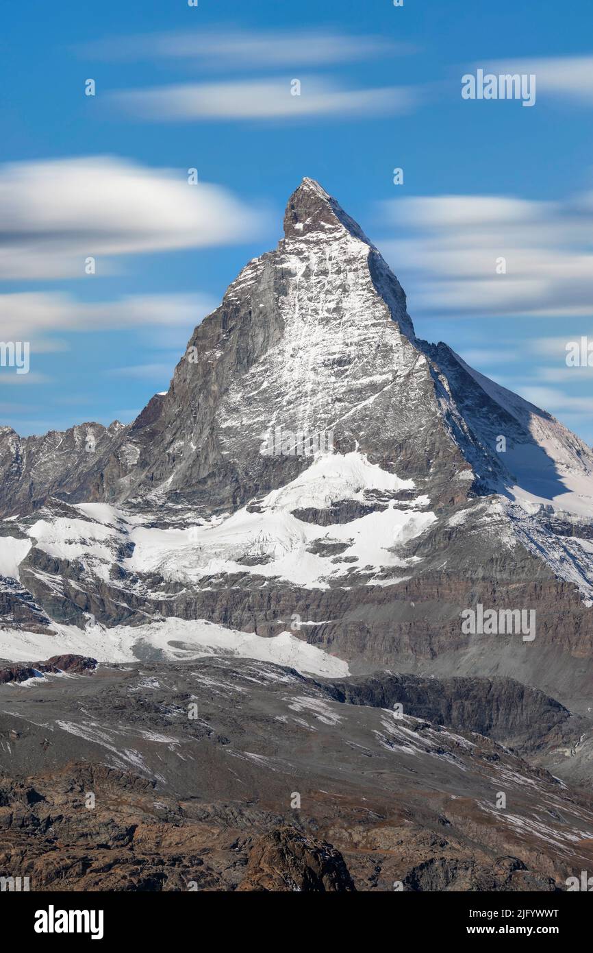 Matterhorn, 4478m, Zermatt, Valais, Swiss Alps, Switzerland, Europe Stock Photo