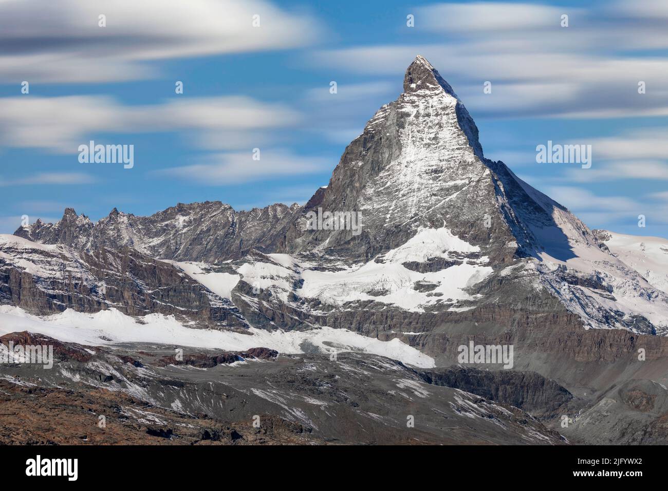 Matterhorn, 4478m, Zermatt, Valais, Swiss Alps, Switzerland, Europe Stock Photo