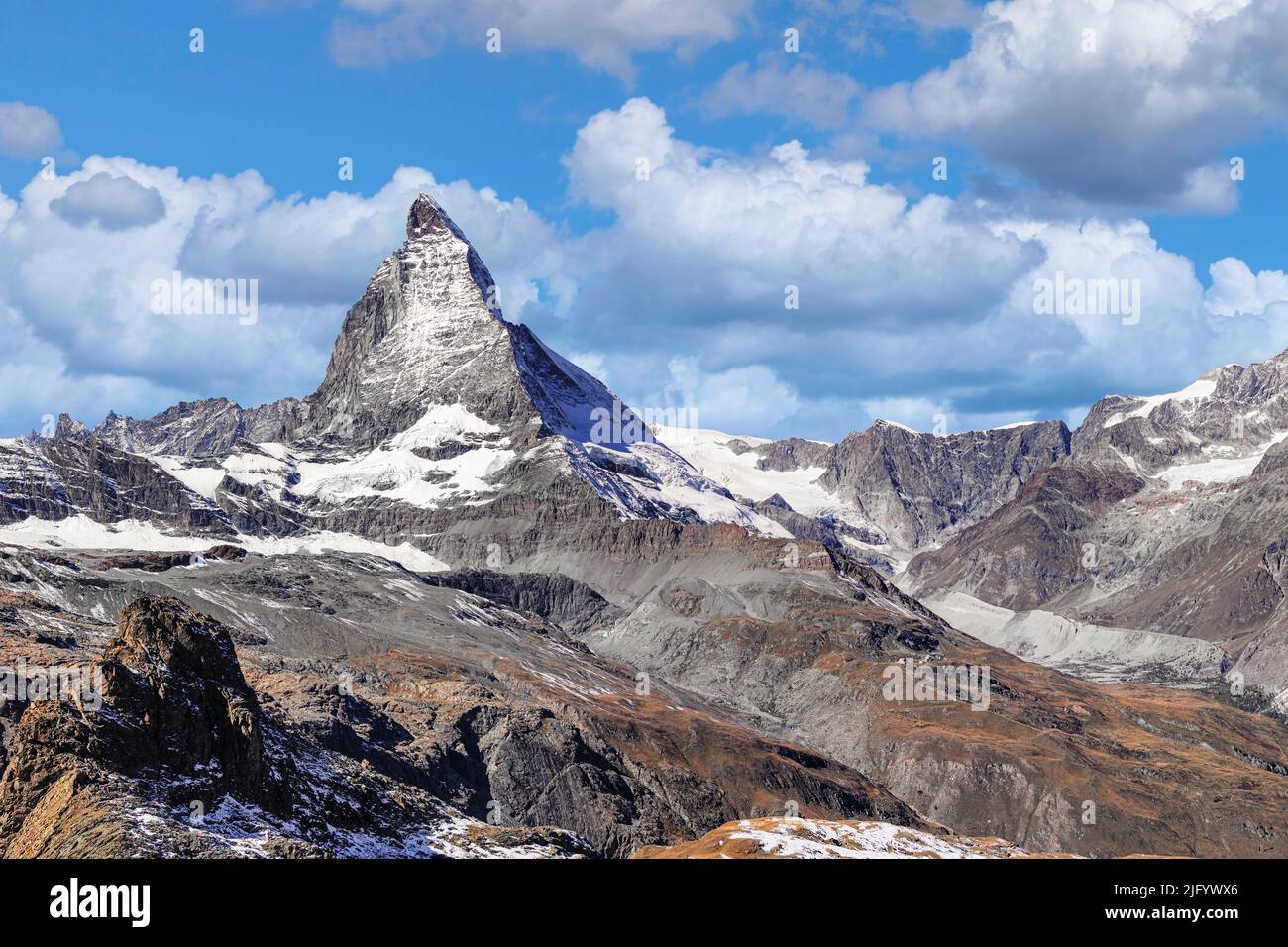 Matterhorn Peak, 4478m, Zermatt, Valais, Swiss Alps, Switzerland, Europe Stock Photo