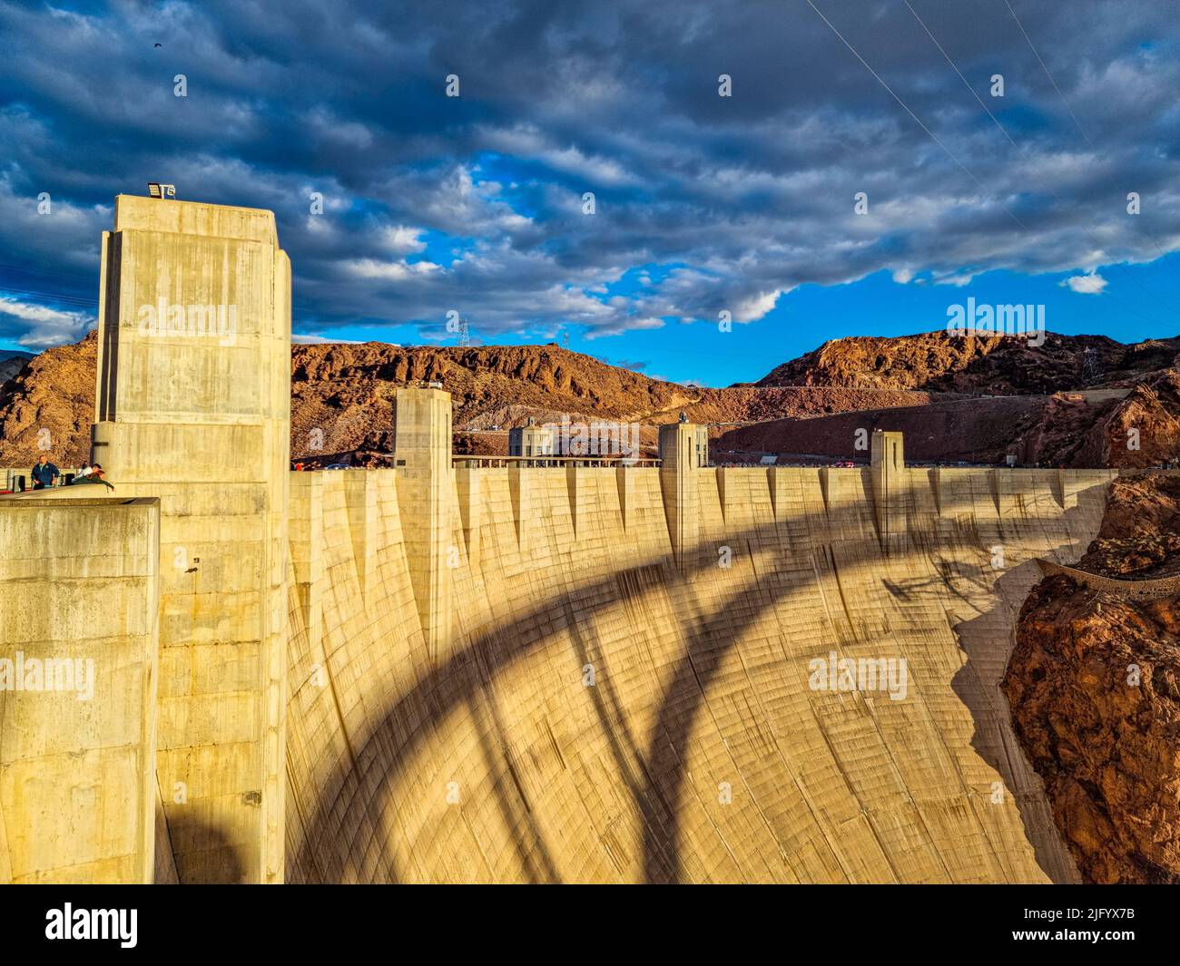 Hoover Dam at sunset, Nevada, United States of America, North America Stock Photo