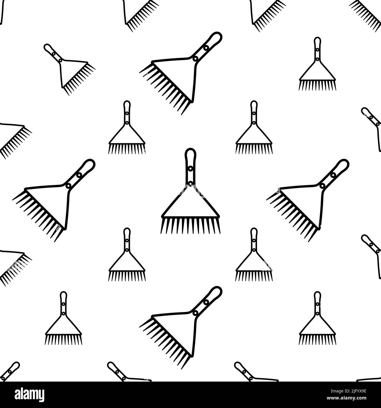 Hand Rake Icon Seamless Pattern, Rake Tool Icon Vector Art Illustration