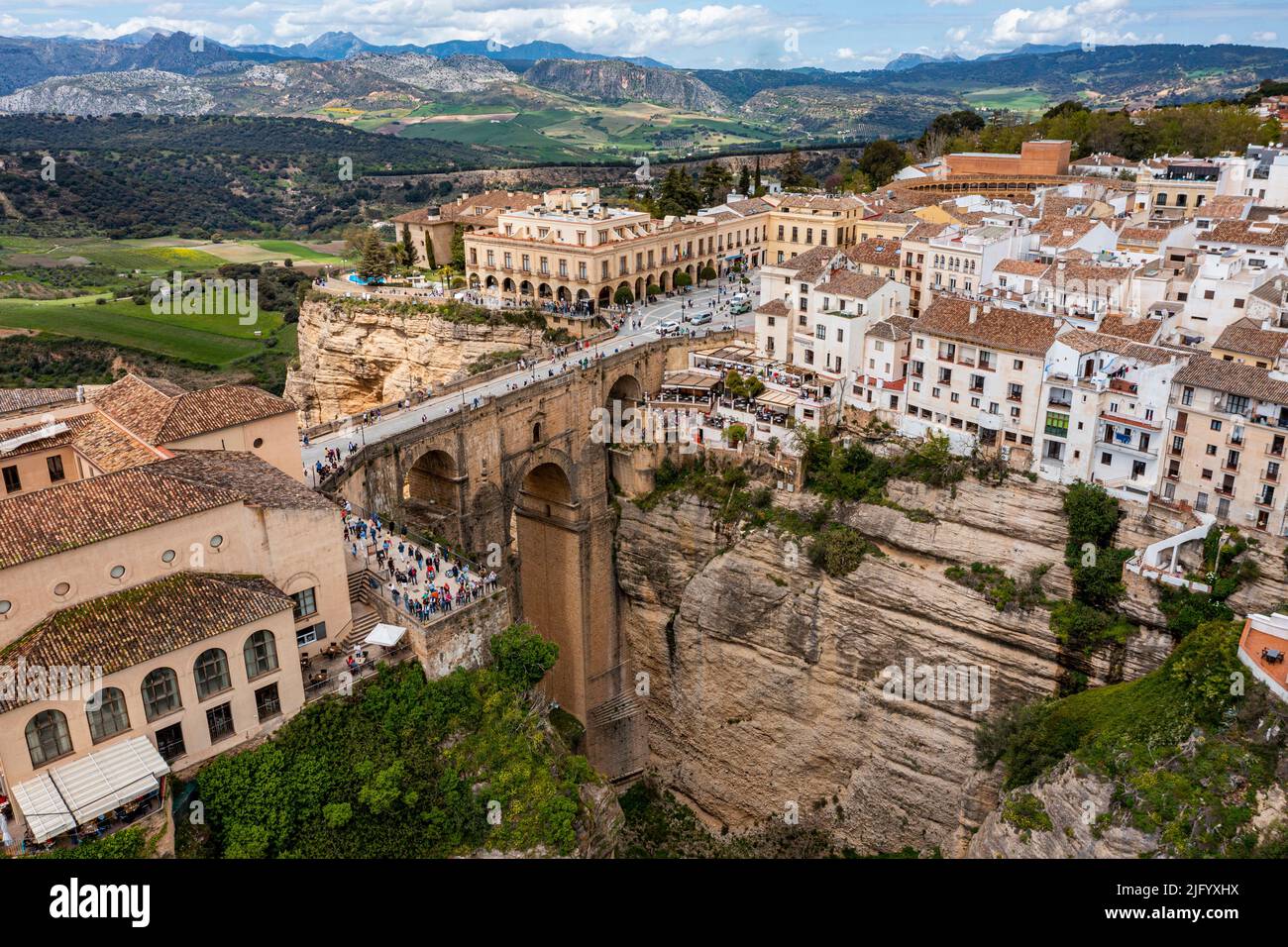 Aerial of the historic town of Ronda, Andalucia, Spain, Europe Stock Photo