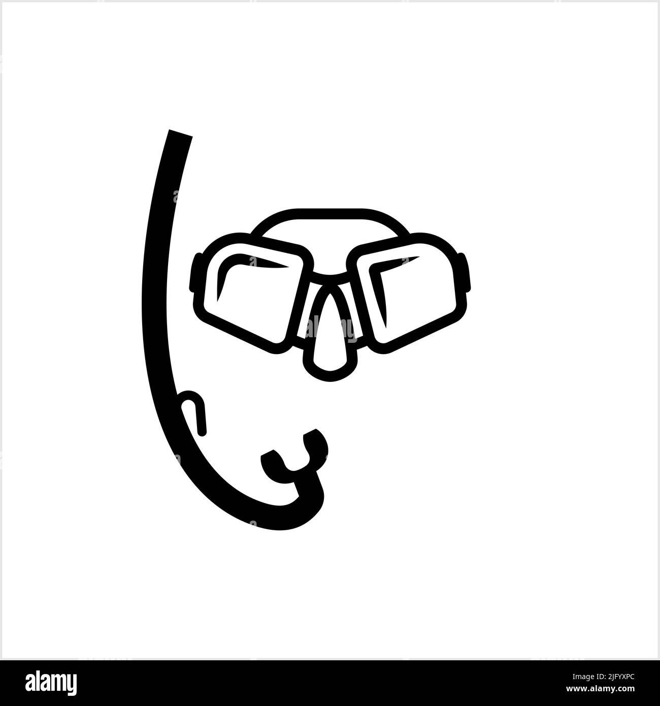 Snorkel Icon, Breath Hold Diving Snorkel Vector Art Illustration Stock